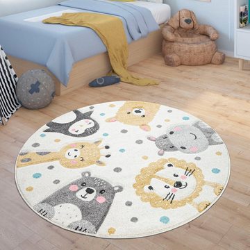 Kinderteppich Fino 331, Paco Home, rund, Höhe: 16 mm, 3D-Design, niedliches Tier Motiv, Pastell-Farben, Kinderzimmer