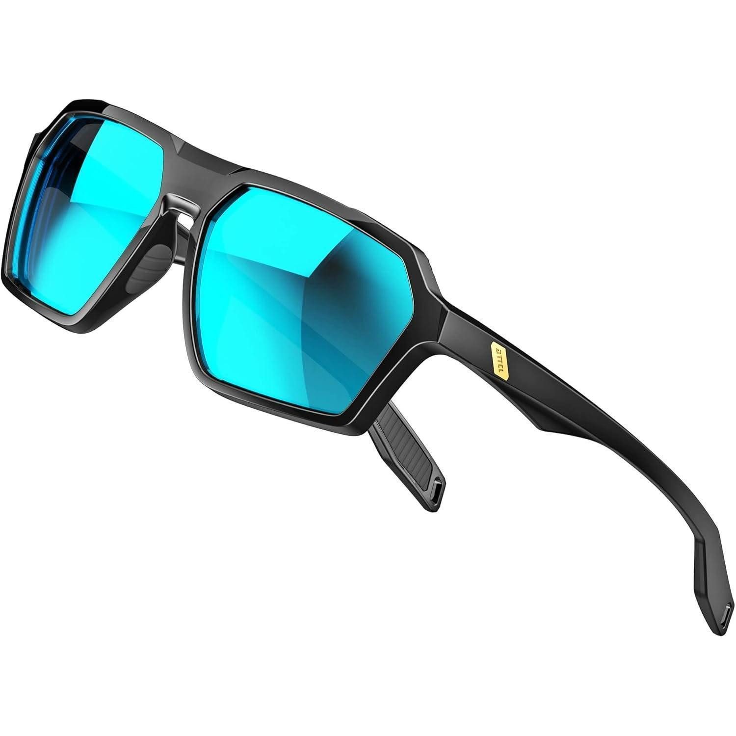 Sonnenbrille Sonnenbrille Polarisierte Herren Sportbrille Schwarz+blau Verspiegelt