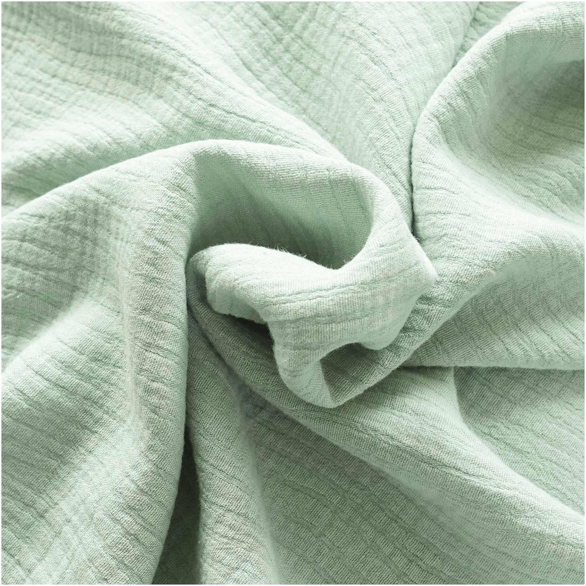maDDma Stoff Musselin Baumwolle Leinen ab 1m x 140cm gewellt unifarben Jaquard, mintgrün