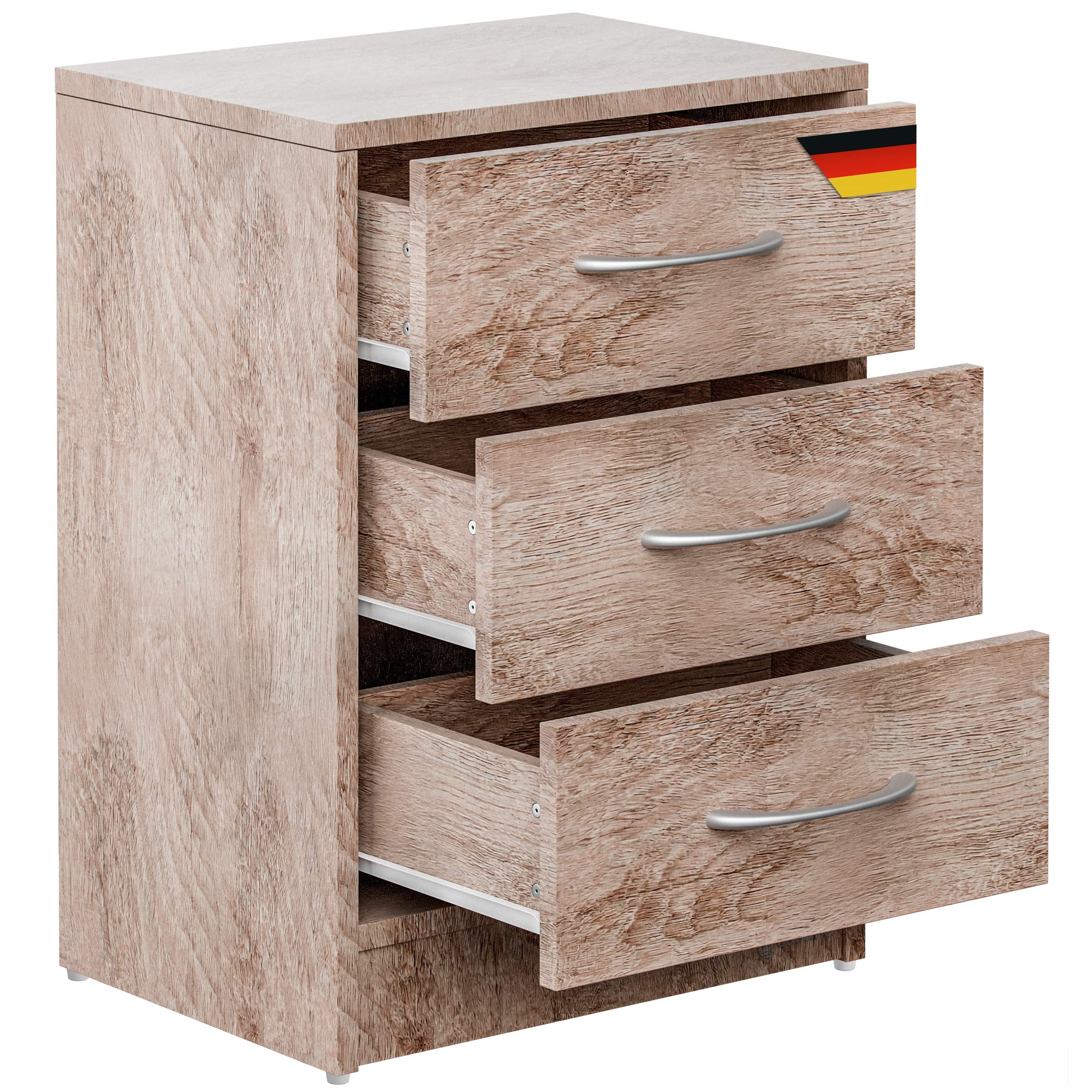 Casaria Nachttisch Eloise (1-St), mit 3 Schubladen Kabelführung Wandbefestigung Boxspringbett