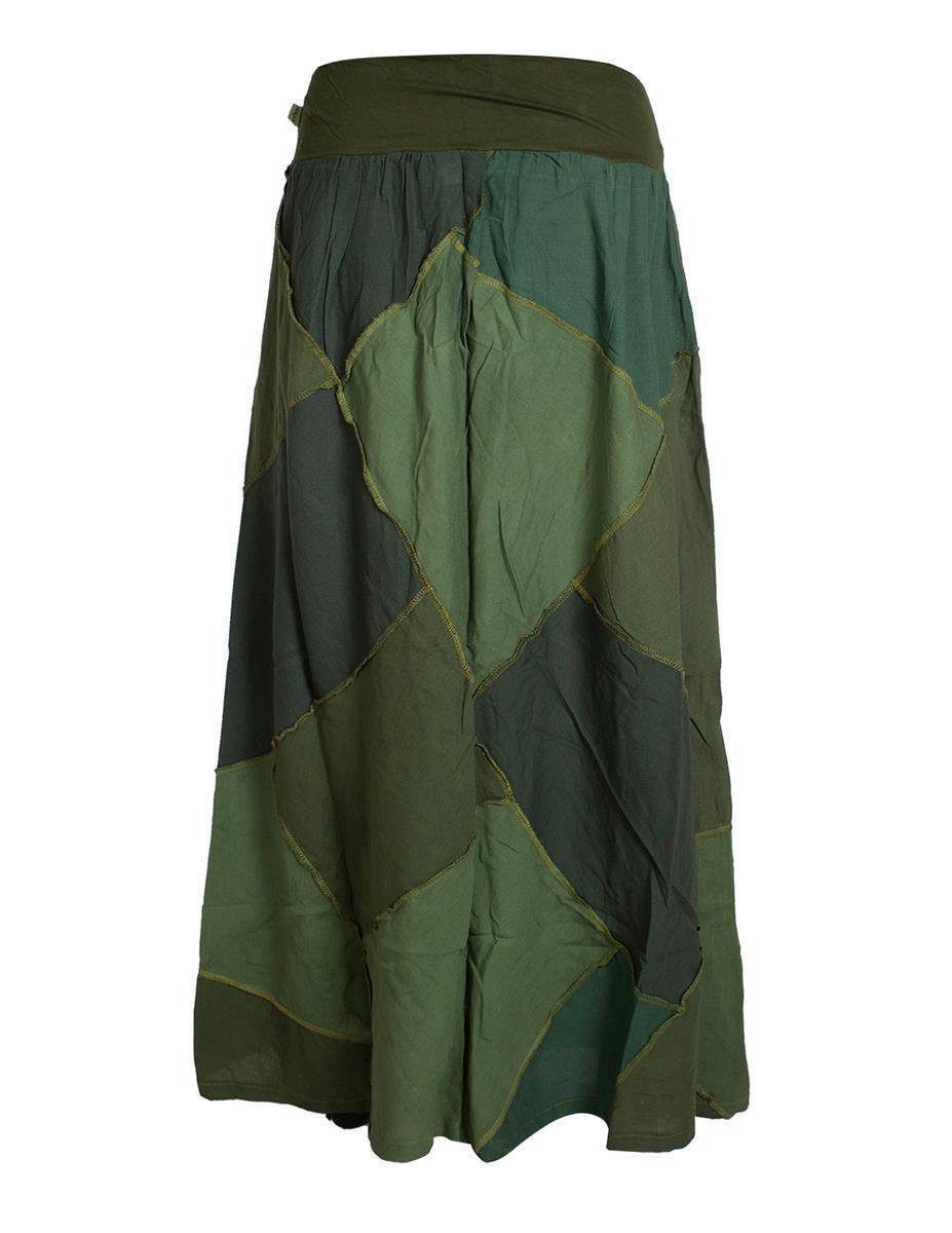 Vishes Maxirock Langer weiter Patchwork-Rock handgewebte Baumwolle Hippie, günstig online kaufen
