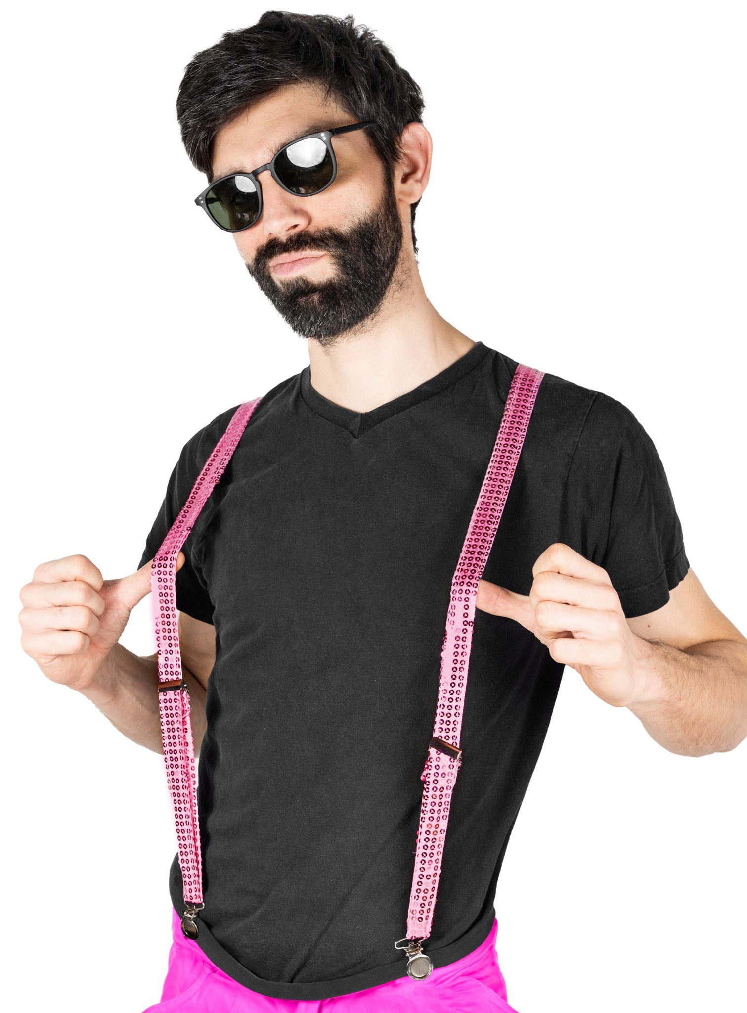 Metamorph Hosenträger Hosenträger Pailletten pink Mit Metall-Clips und Schnallen zur variablen Größenanpassung