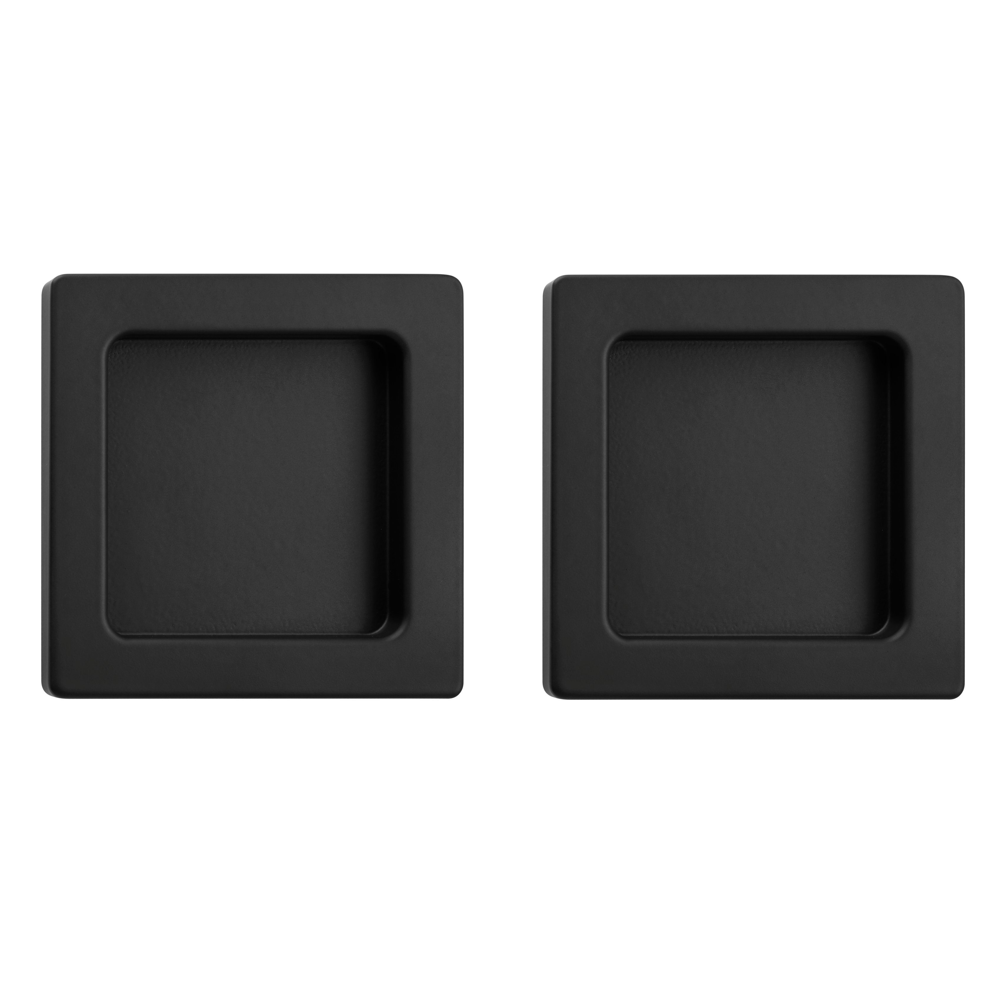 Thumbnail - Türbeschläge24 Schiebetürmuschel zum Aufkleben, Edelstahloptik / Schwarz matt, eckig, 70 x 70 x 10 mm