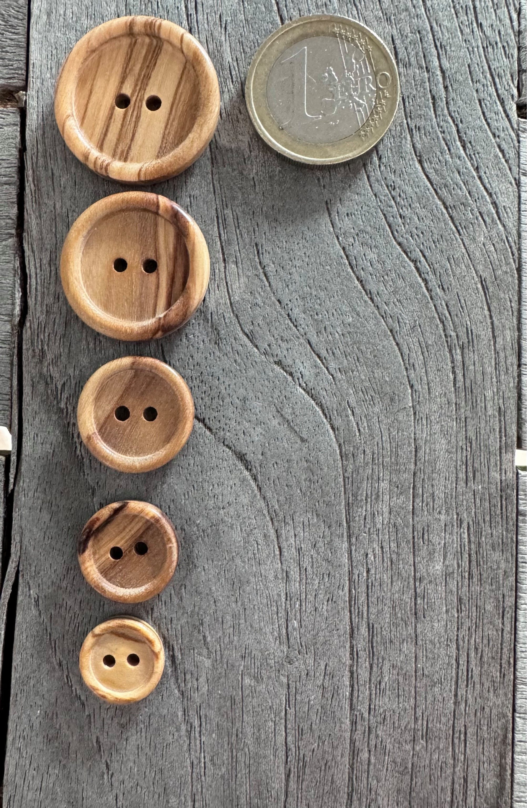 Hartmann-Knöpfe Knopf 10 Stück echt Olivenholz Holzknöpfe 2 Loch europäische Fertigung