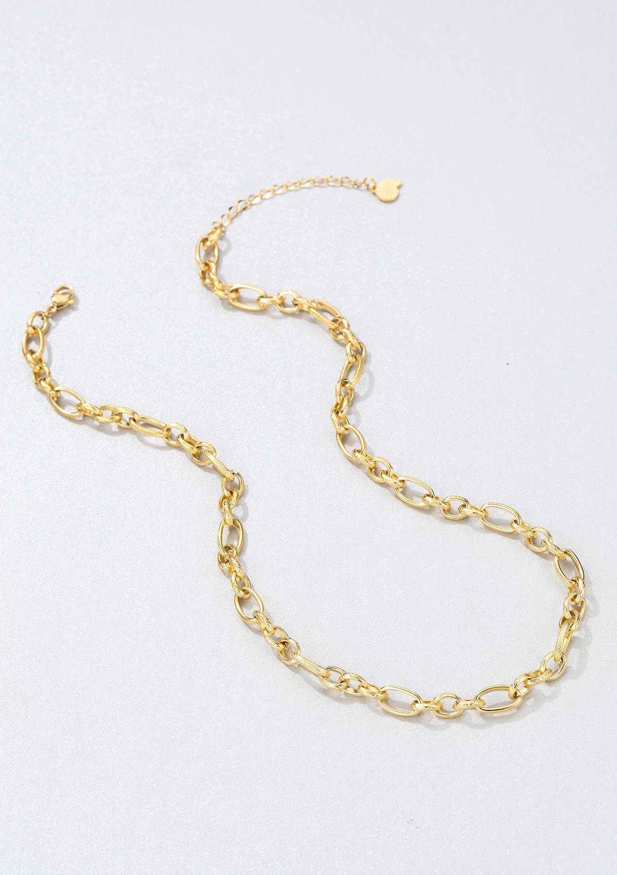 Hey Happiness Edelstahlkette Damen Figaro Glieder oval, 18K Roségold vergoldet, Edelstahl Halskette Figarokette massiv, wasserfest – Bild 4 von 5