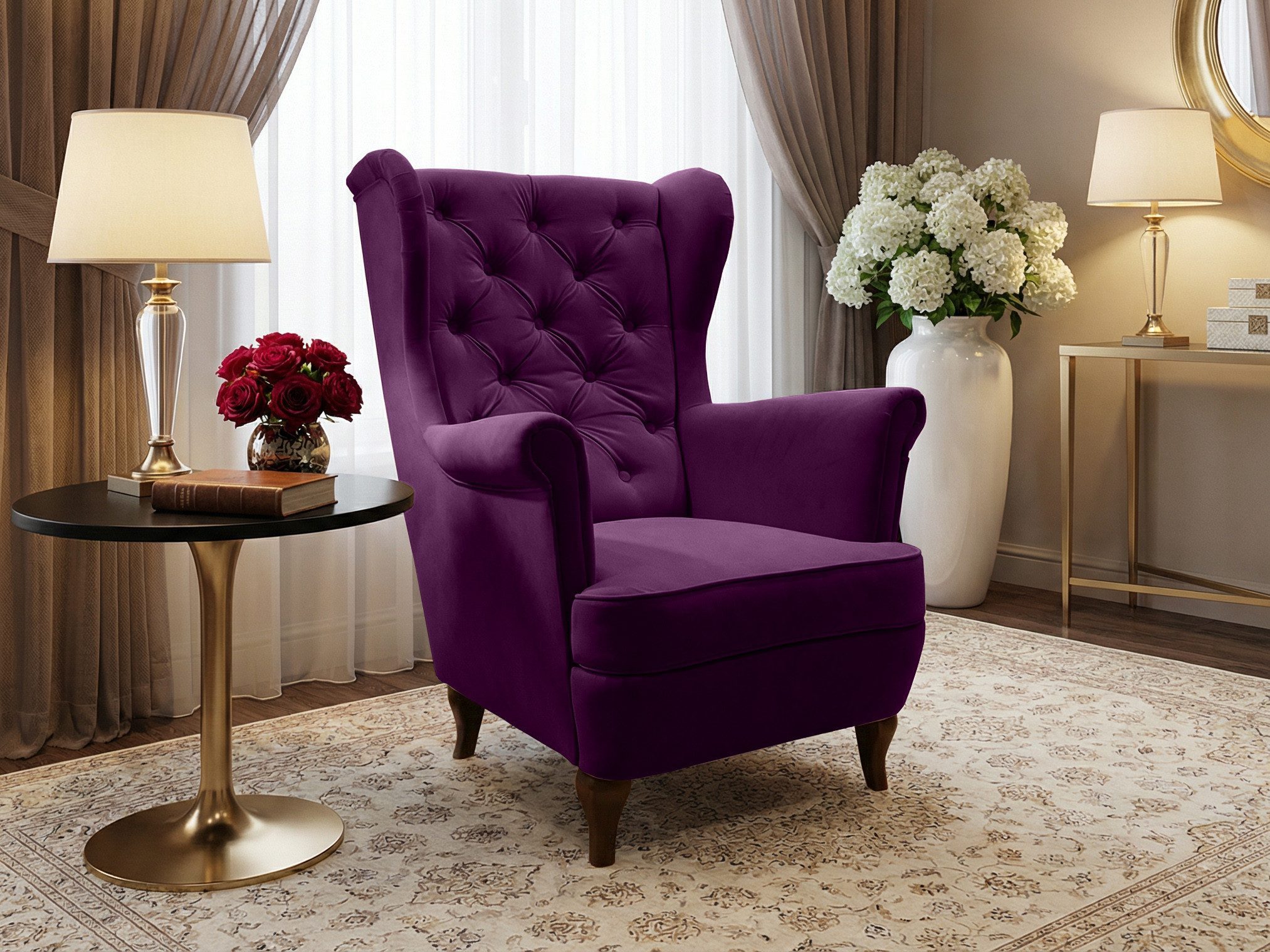 Beautysofa Ohrensessel Sessel FALCO Chesterfield Wohnzimmersessel Fernsehsessel