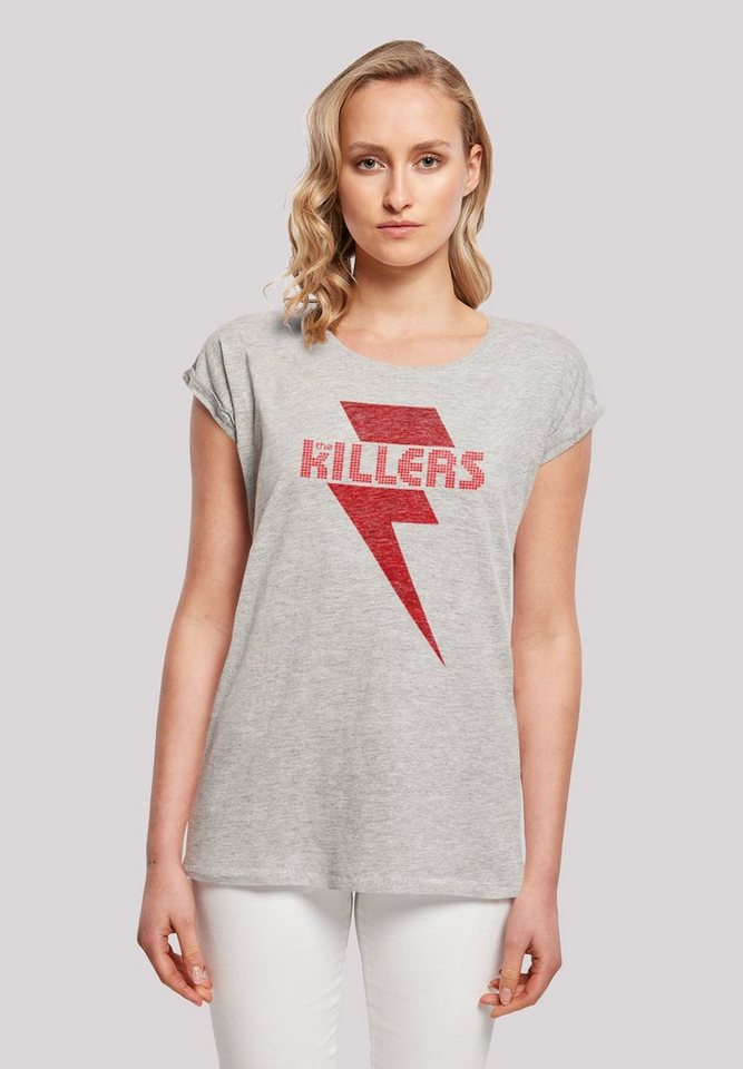 F4NT4STIC T-Shirt The Killers Rock Band Red Bolt Print, Das Model ist 170  cm groß und trägt Größe M