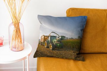 MuchoWow Dekokissen Traktor - Anhänger - Mais - Grün - Landleben, Zierkissen mit Füllung für Wohzimmer, Schlafzimmer, Deko, Sofakissen