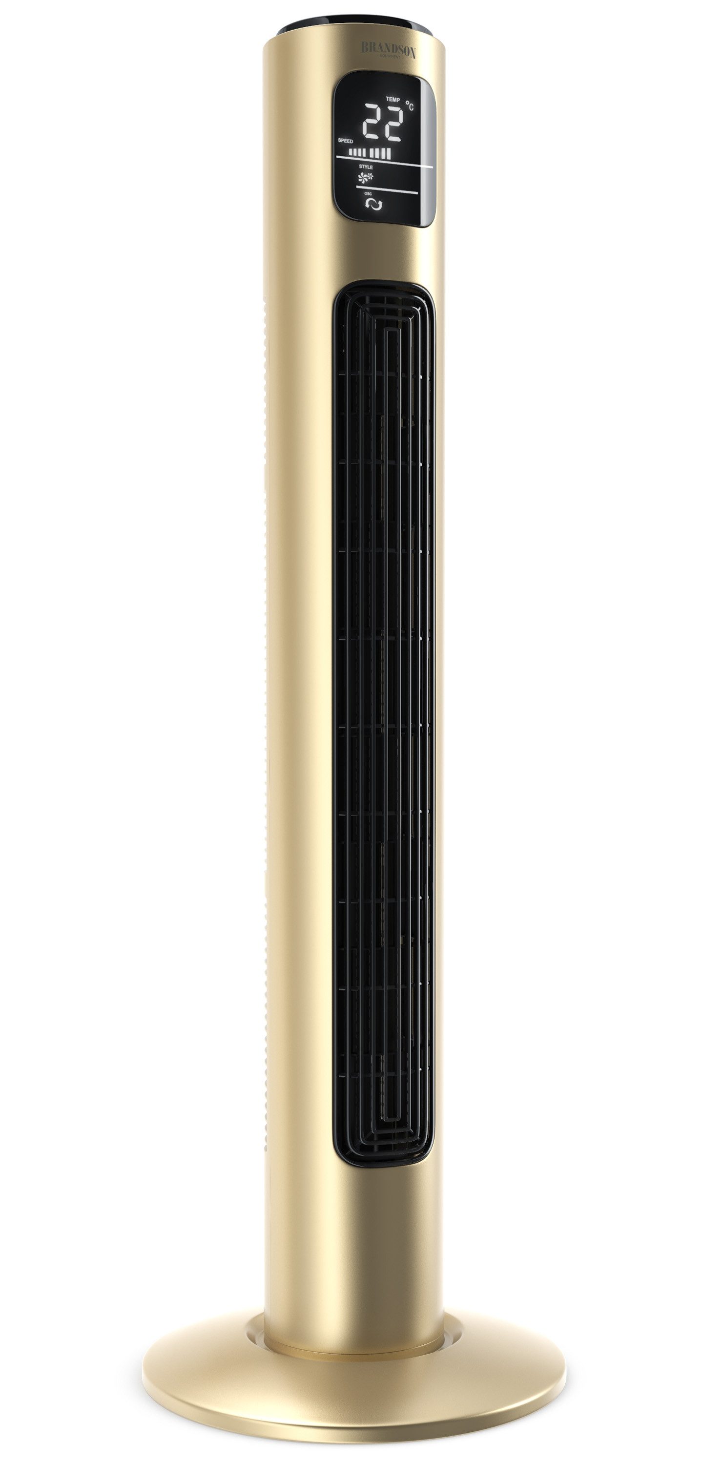 Brandson Turmventilator Oszillation 65°, Timer, Fernbedienung, Standventilator 96cm, Champagne, Preisträger 2025, mobiler Lüfter leise, 4 Lüftungs-Modi, GS-Geprüft