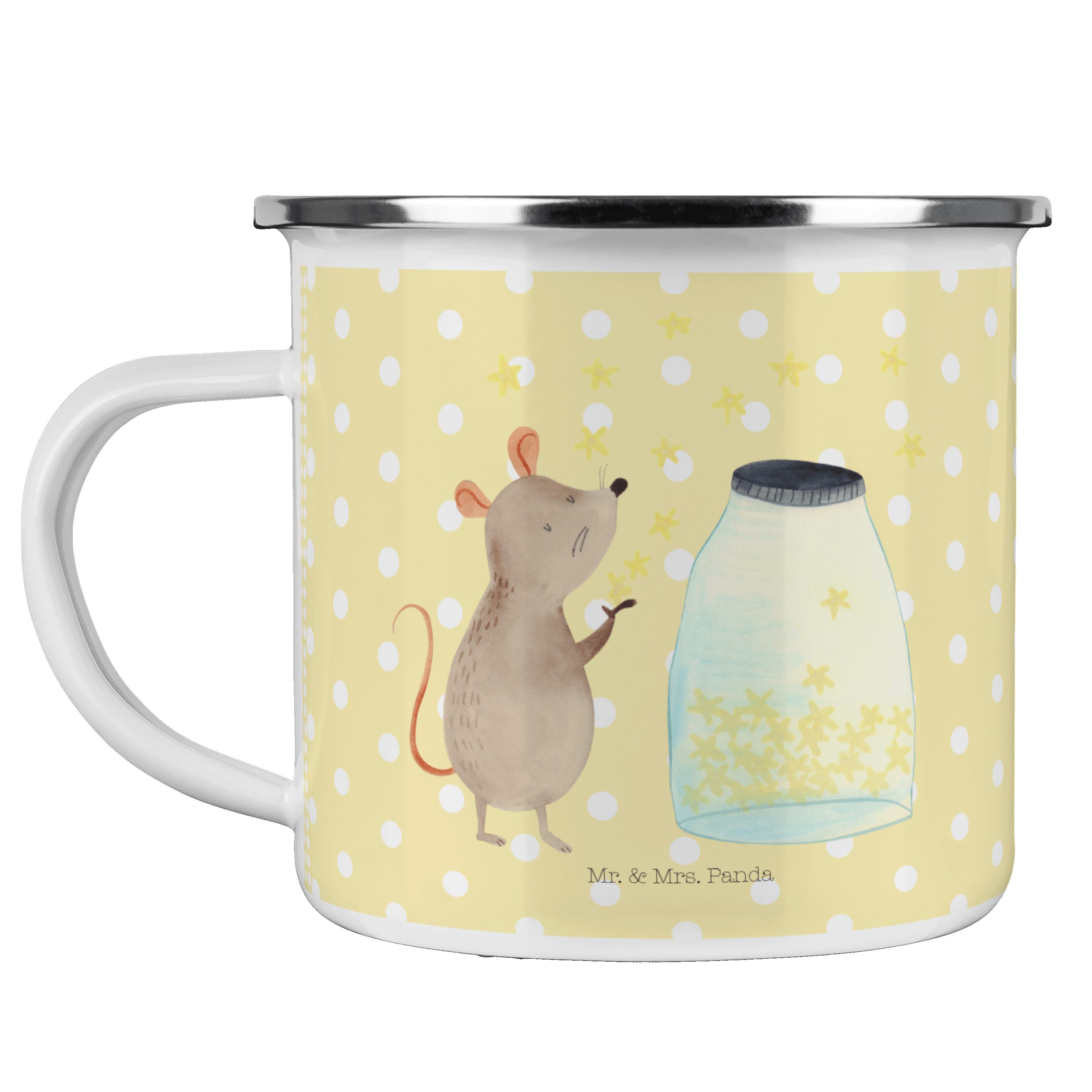 - Becher Emaille Maus Emaille Geschenk, Mrs. Mr. & Gelb Hoffnun, Sterne - Panda Campingbecher, Pastell