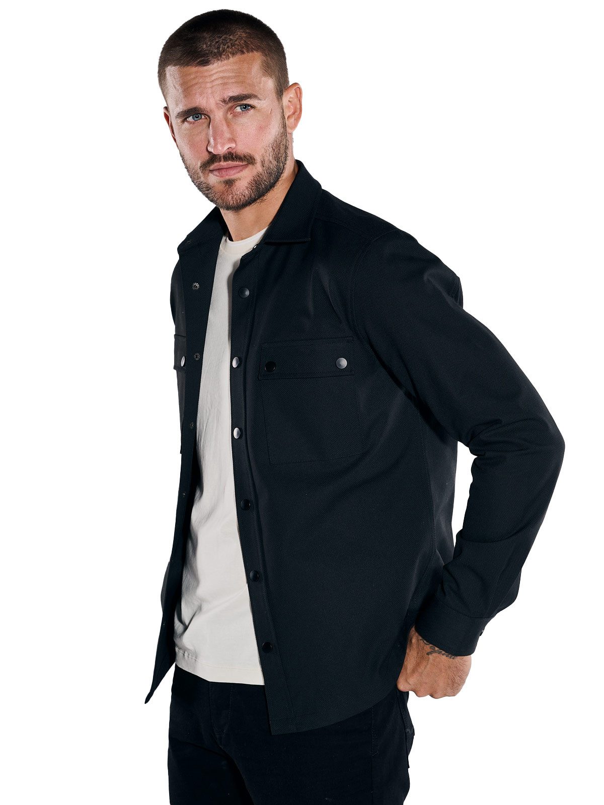 emilio adani Langarmhemd Herren Overshirt uni, Schwarz. € 99,99