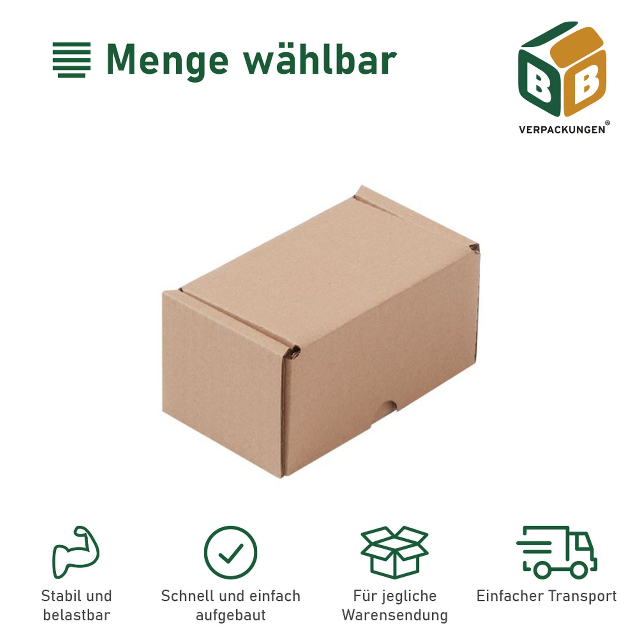 BB-Verpackungen Versandkarton Faltkarton 1-wellig, 120 mm x 77 mm x 63 mm, 100 Stück, 1-wellig, 120 mm x 77 mm x 63 mm, 100 Stück