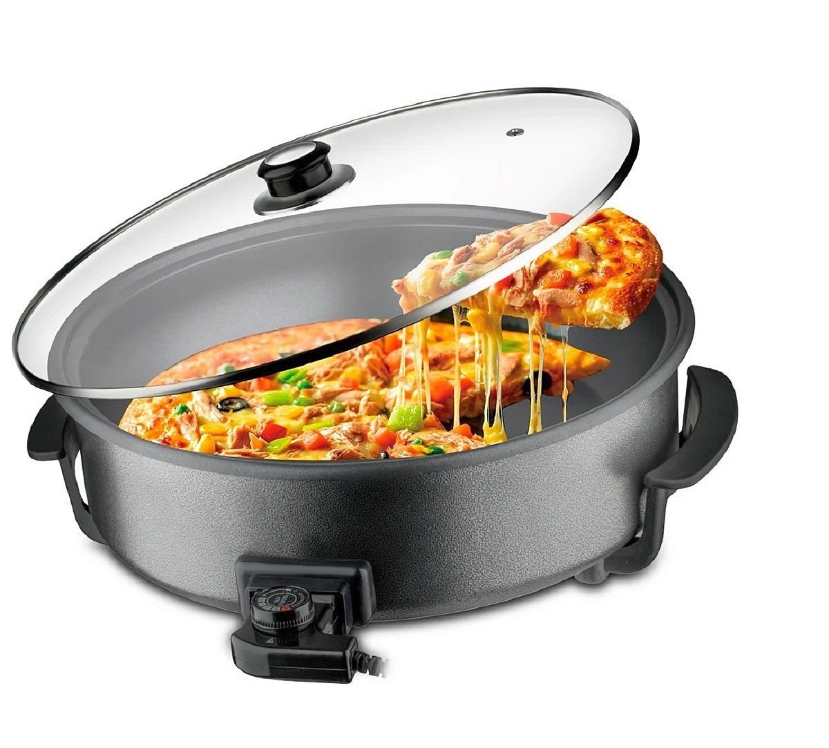 Rungassi Bratpfanne XL Elektro Multipfanne Pizzapfanne Pfanne Ø 42cm Rungassi PZP42, Metall