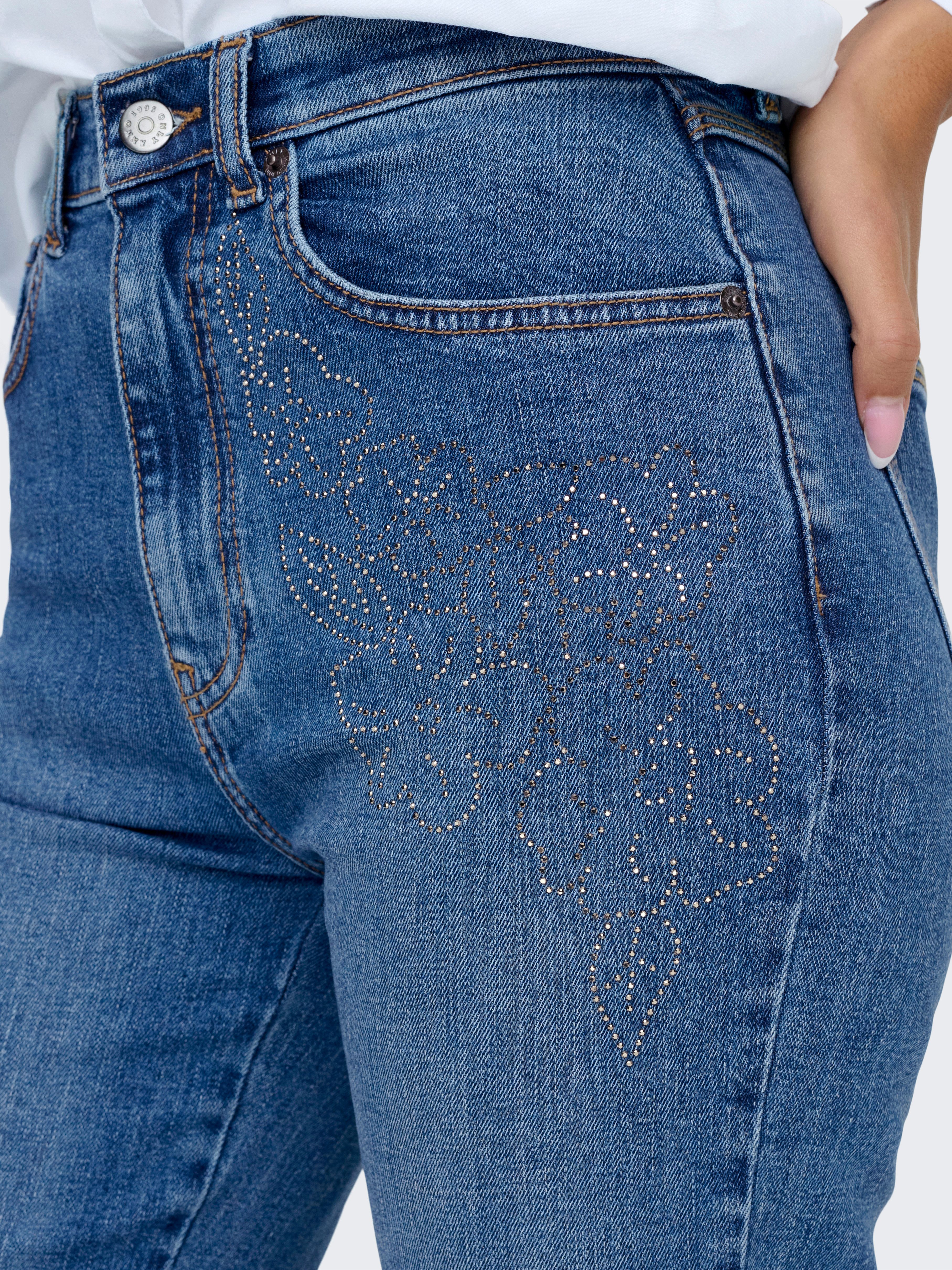 ONLY Bootcut-Jeans ONLJUICY HW FLARE RHINESTONE DNM AZG mit dezenter Verzierung