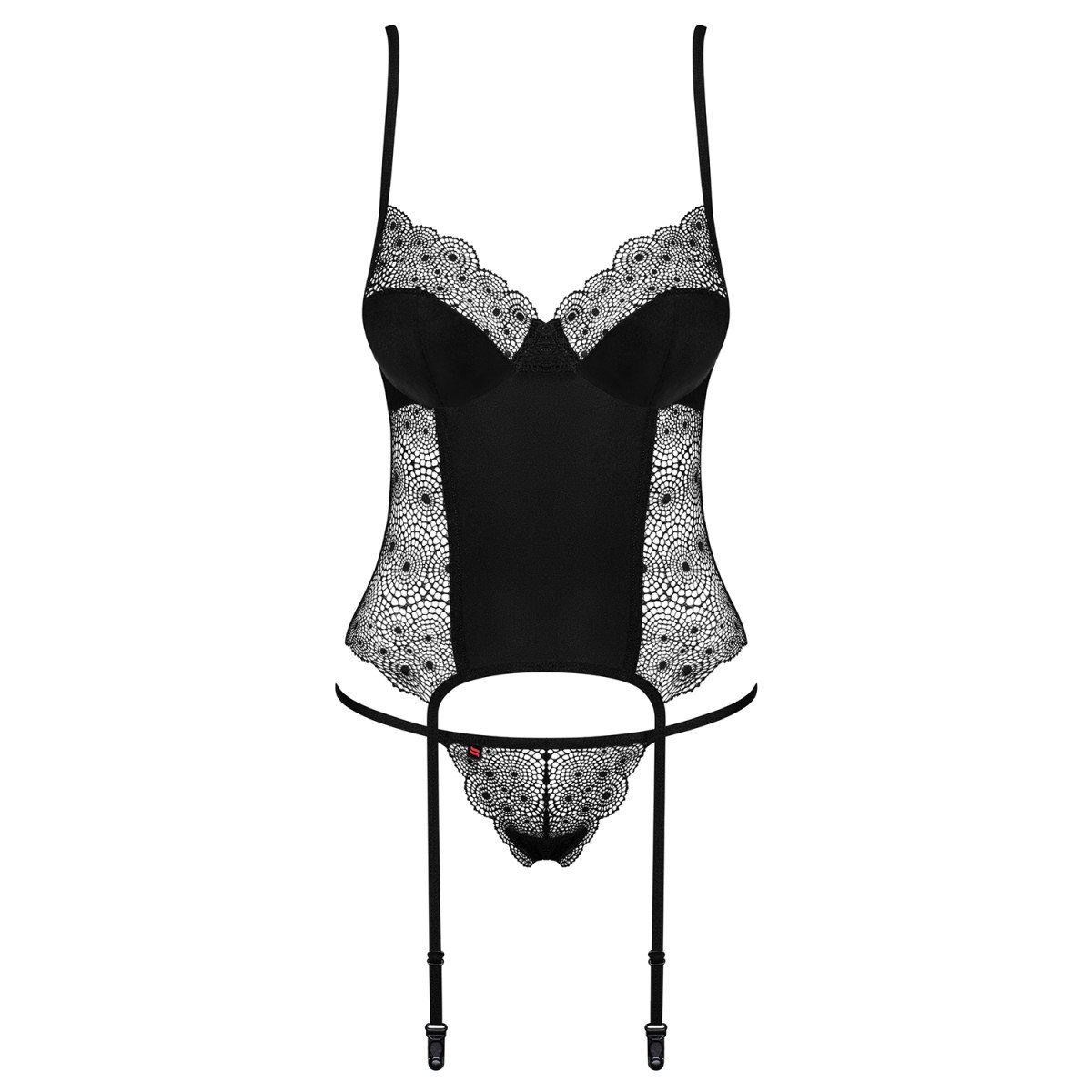 black (L/XL,S/M) corset Obsessive thong OB & Sharlotte Corsage -