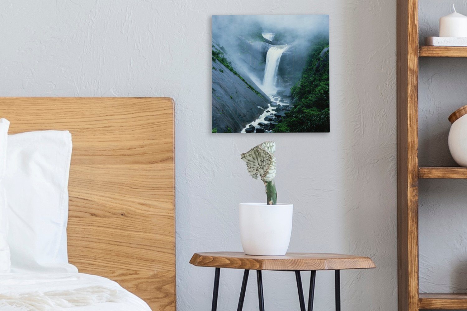 Leinwandbild Japan - (1 Schlafzimmer St), Wasserfall Bilder Wohnzimmer Leinwand Tropisch, - OneMillionCanvasses® für
