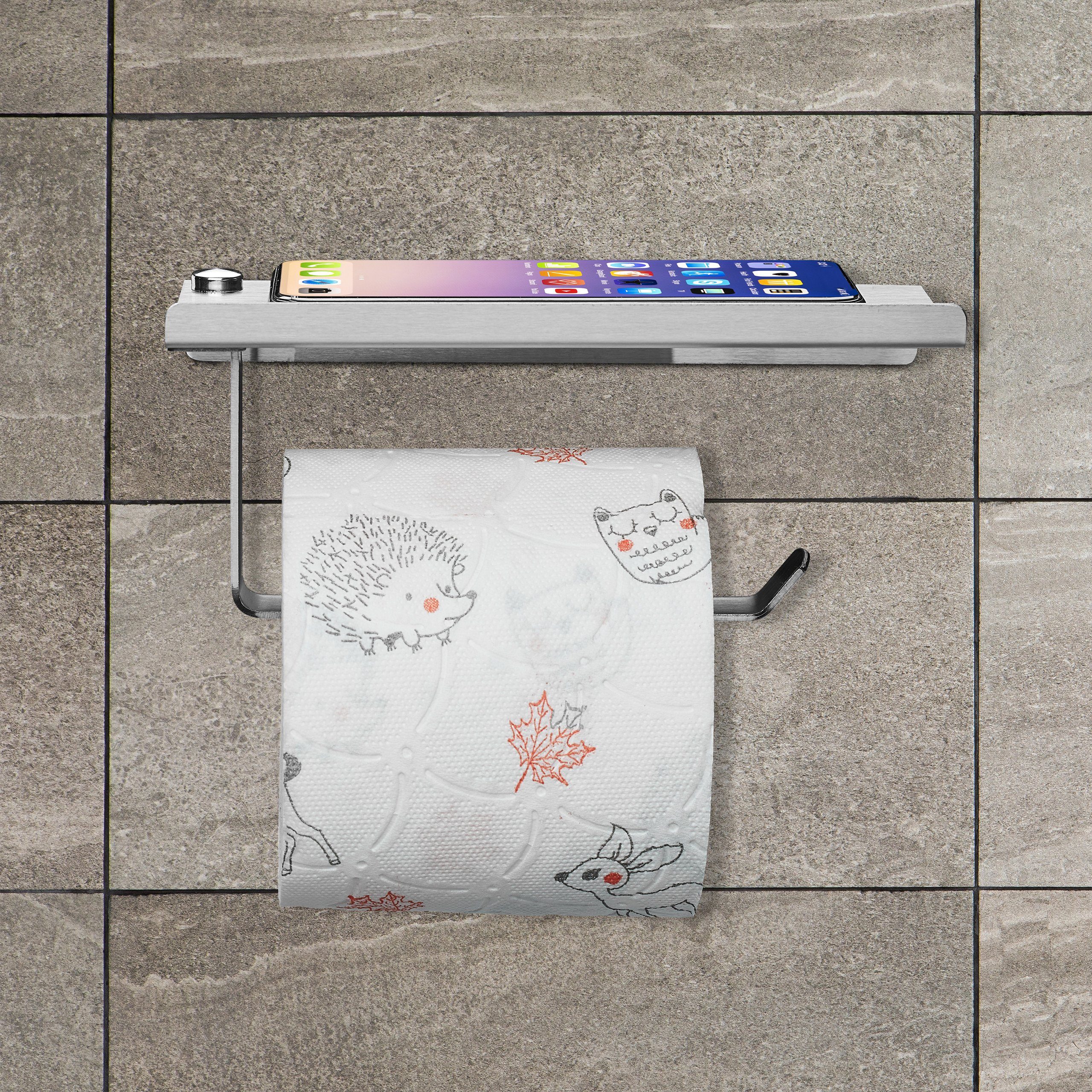 relaxdays Toilettenpapierhalter mit Ablage