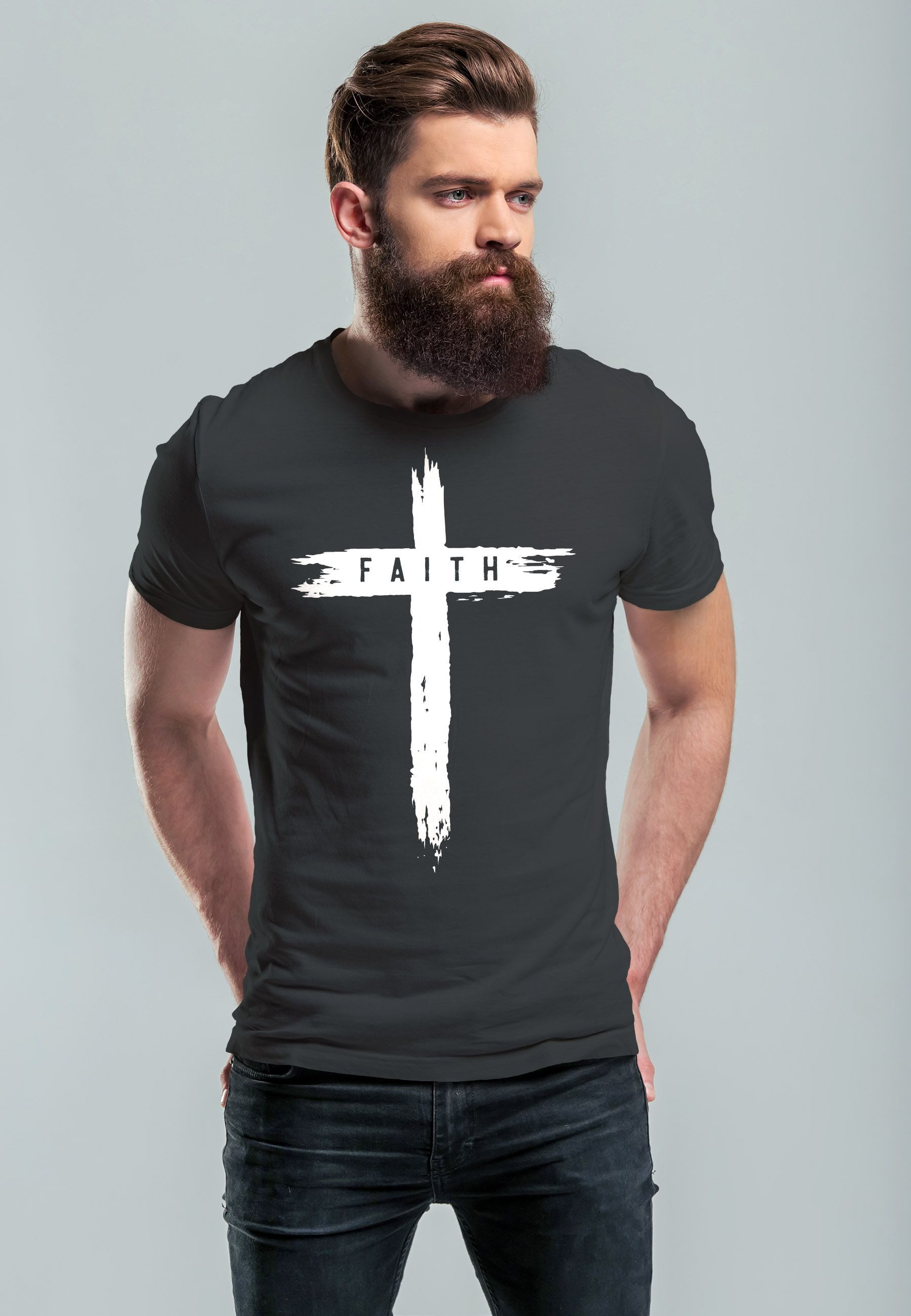 Neverless Print-Shirt Herren T-Shirt Printshirt Aufdruck günstig online kaufen