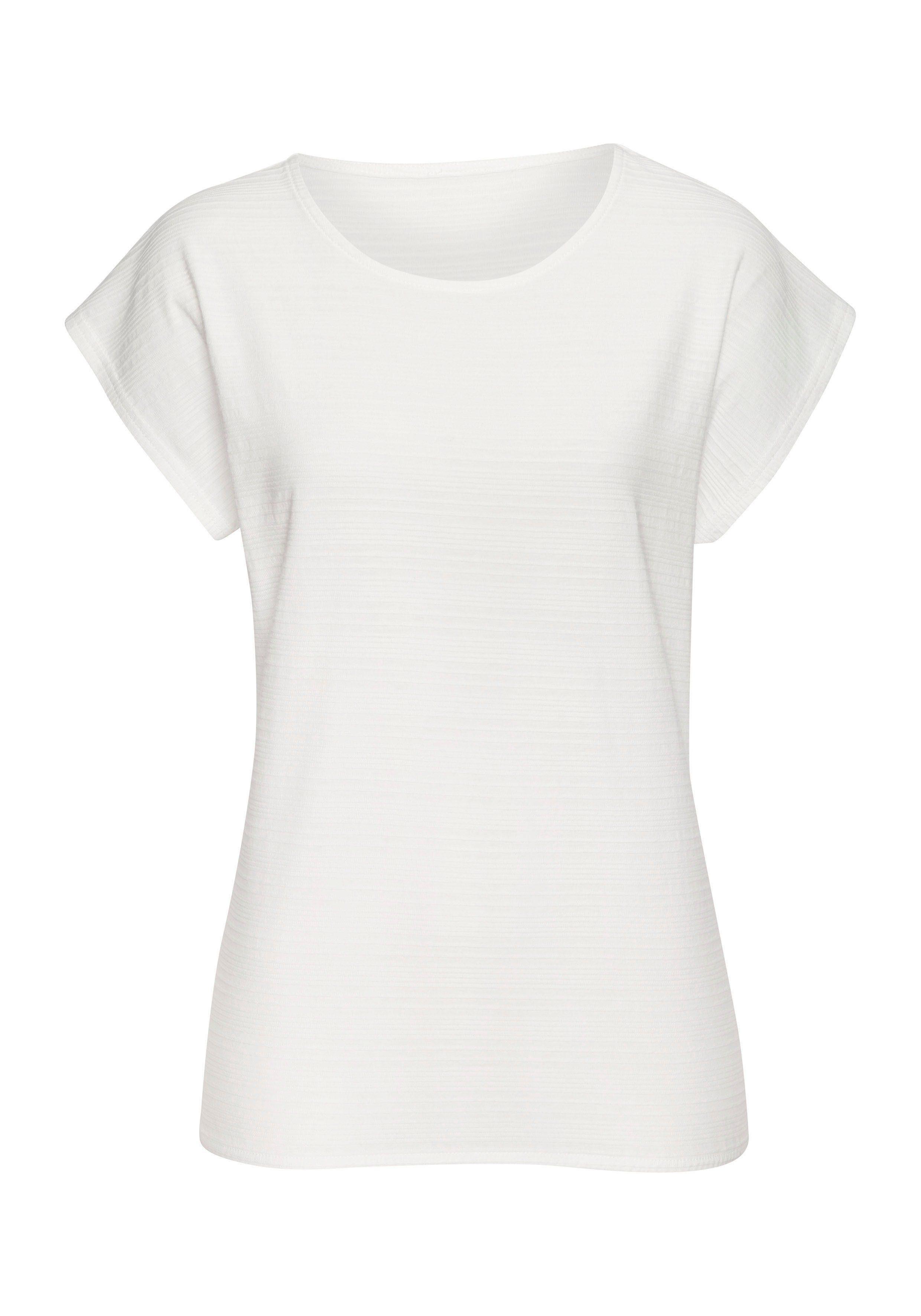 Vivance by Lascana Kurzarmshirt (2er-Pack) mit modischer Streifenstruktur aus reiner Baumwolle – Bild 5 von 5