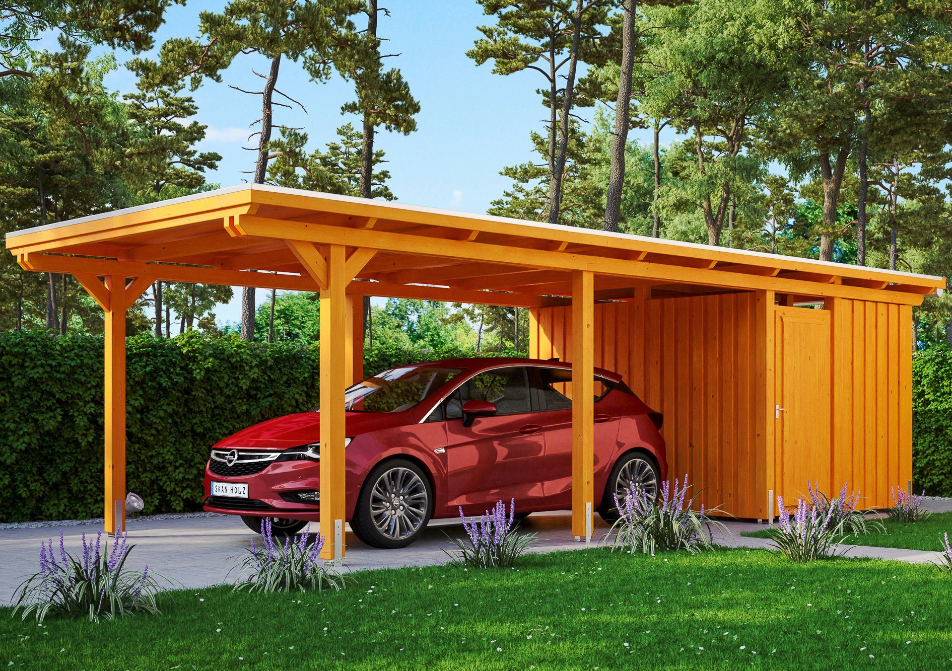 Skanholz Einzelcarport Emsland, 354x846 cm, 223 cm BxT: Einfahrtshöhe