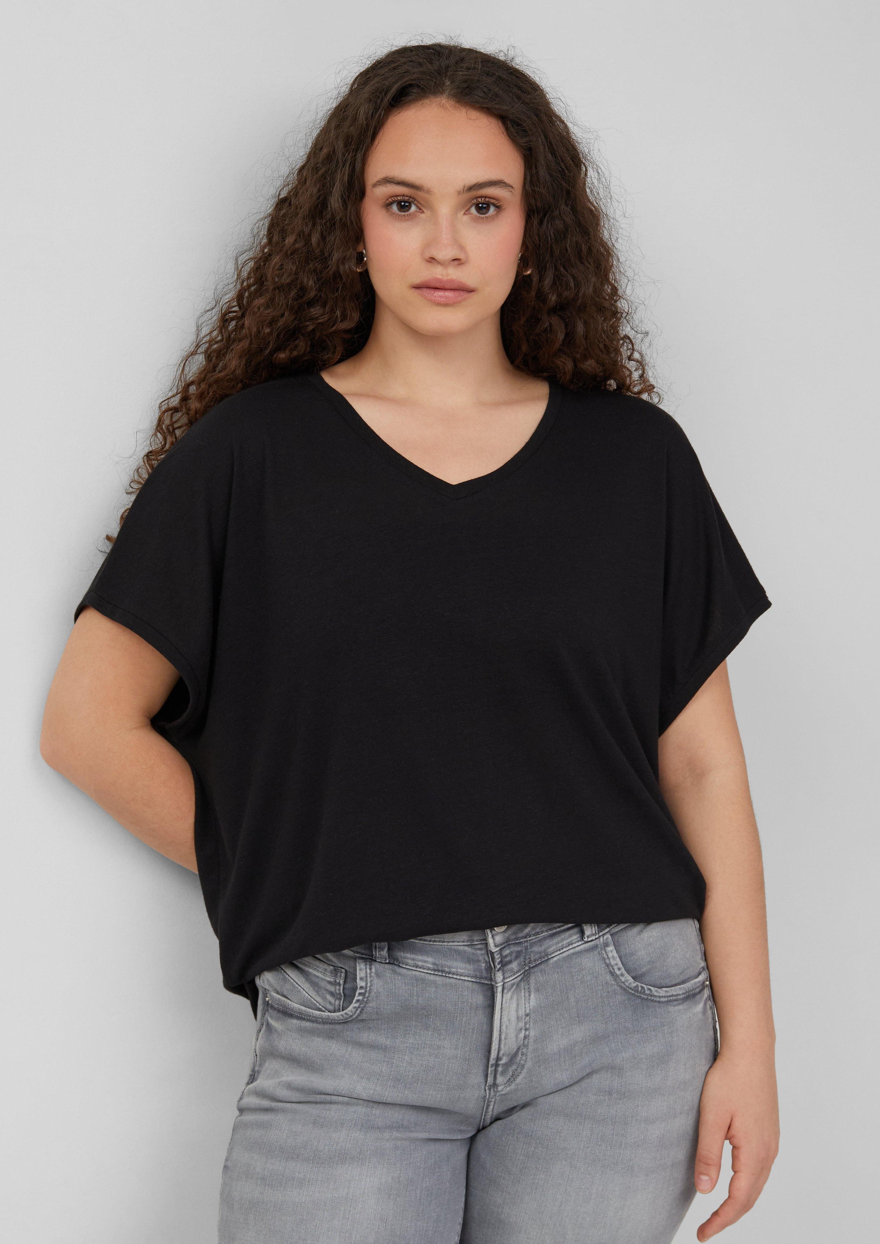QS Kurzarmshirt Locker geschnittenes T-Shirt aus günstig online kaufen