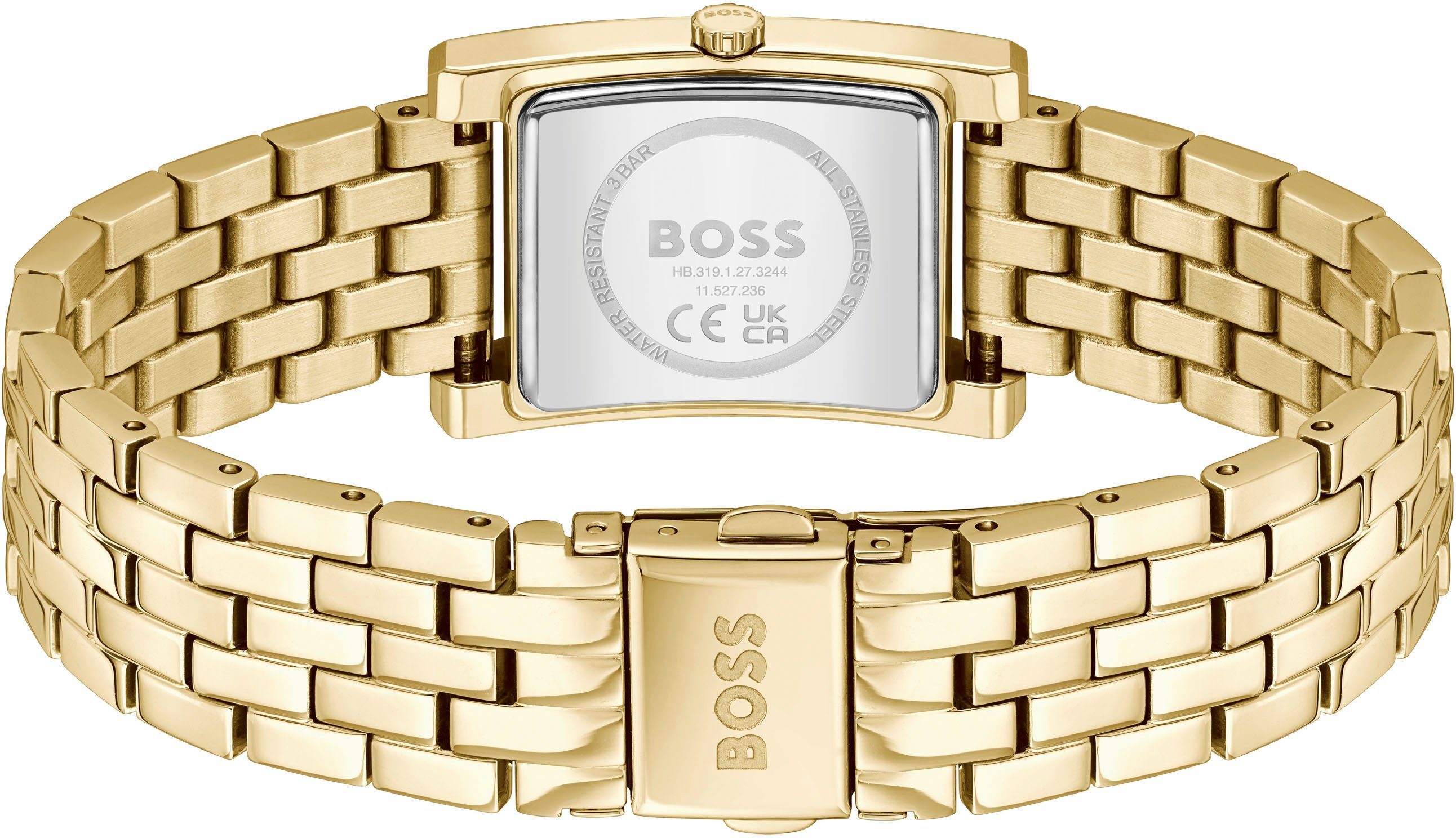 BOSS Quarzuhr LUCY 1502744, Armbanduhr, Damenuhr, Edelstahlarmband, analog
