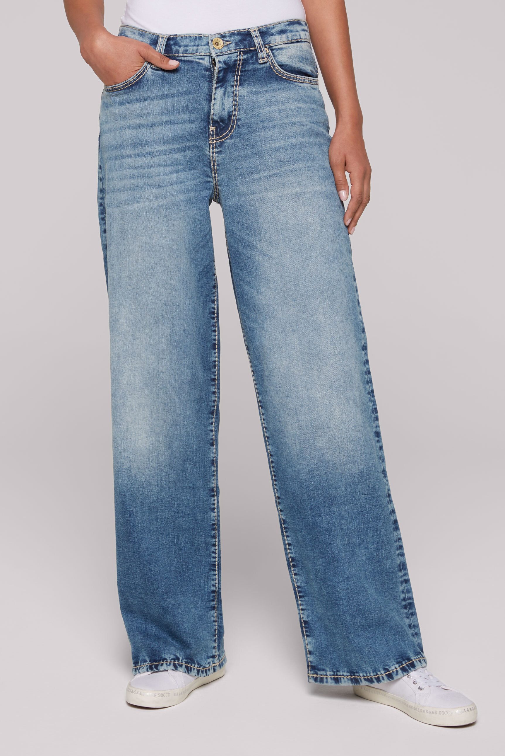 SOCCX Regular-fit-Jeans mit breiten Nähten