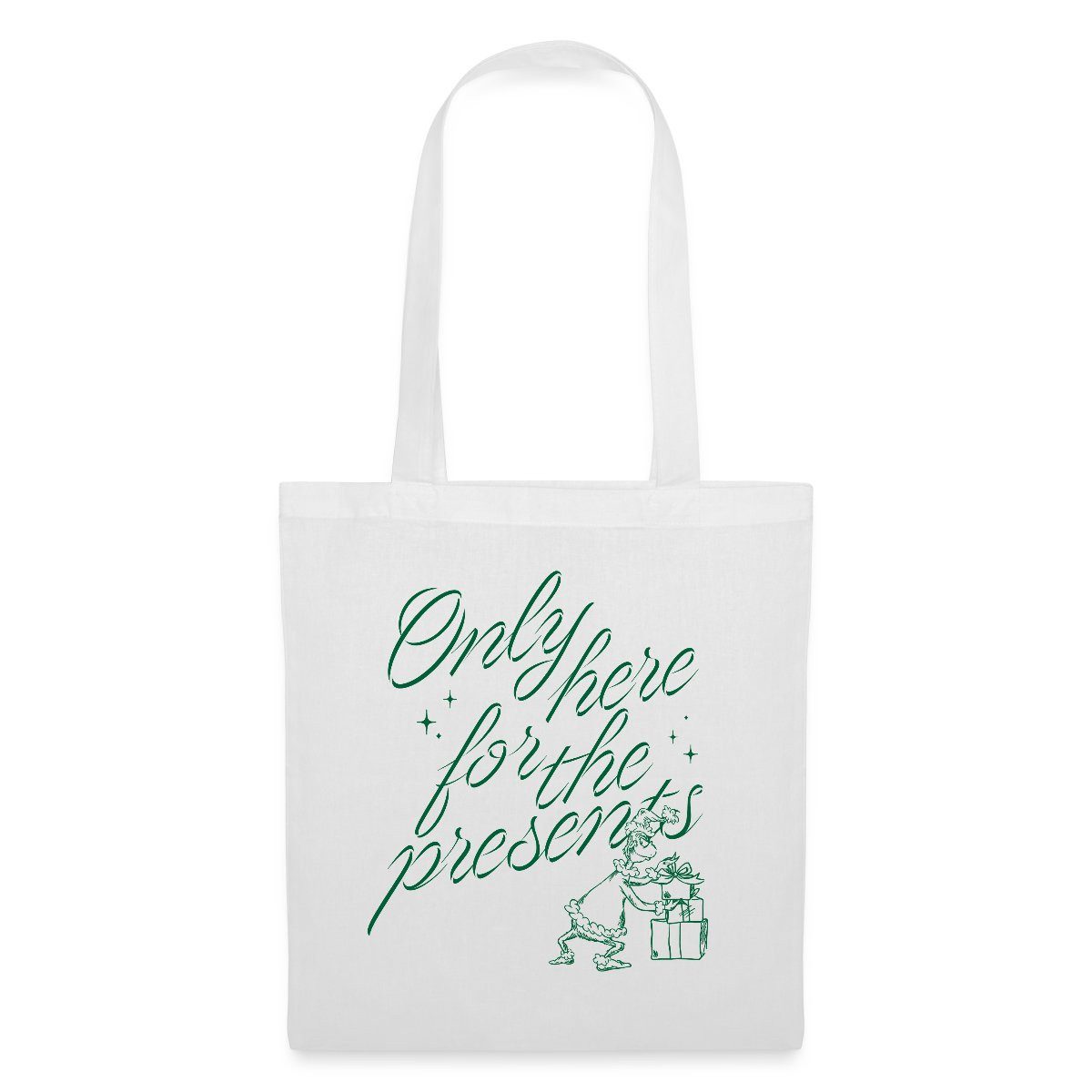 Henkeltasche Der Grinch Spruch Only Here For The Presents Stoffbeutel