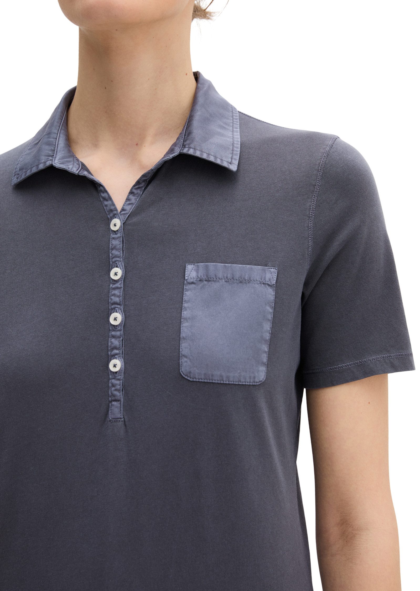 Marc O'Polo Poloshirt mit Material-Mix-Details – Bild 4 von 5