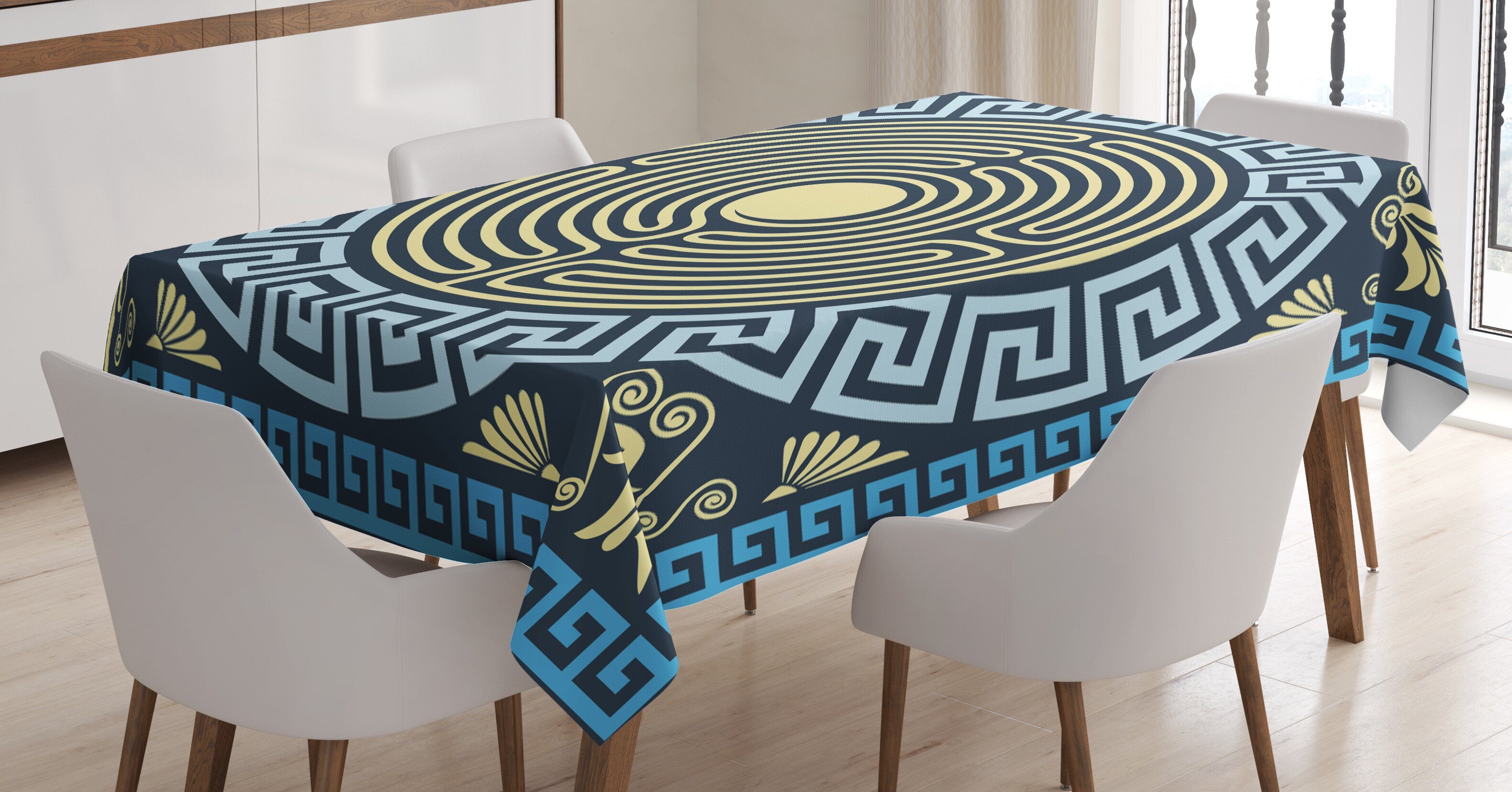 Abakuhaus Tischdecke Farbfest Waschbar Für den Außen Bereich geeignet Klare Farben, Greek Key Labyrinth | Tischdecken
