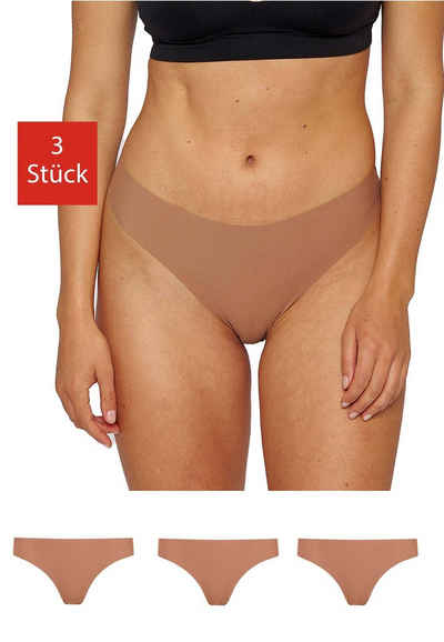 SNOCKS Tanga Slip aus Mikrofaser Damen Thong (3-St) ohne Nähte, unsichtbar unter deiner Kleidung