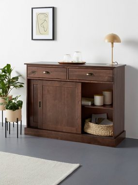 Home affaire Sideboard Schröder, mit 2 Schiebetüren und 2 Schubkasten, aus massivem Kiefernholz