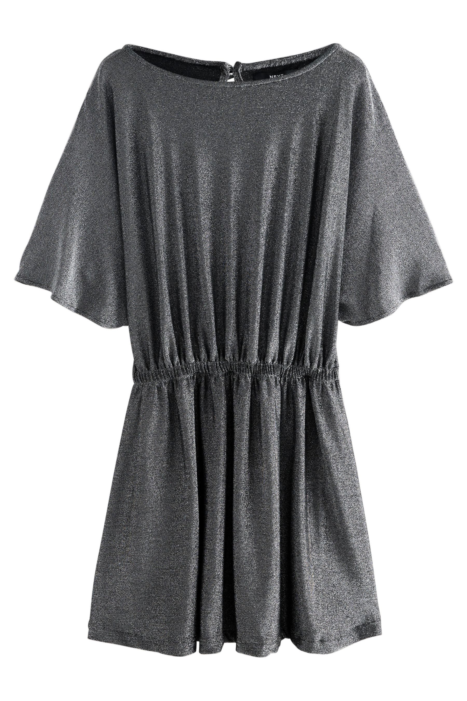 Next Jerseykleid Glitzer-Minikleid mit Flatterärmeln (1-tlg)