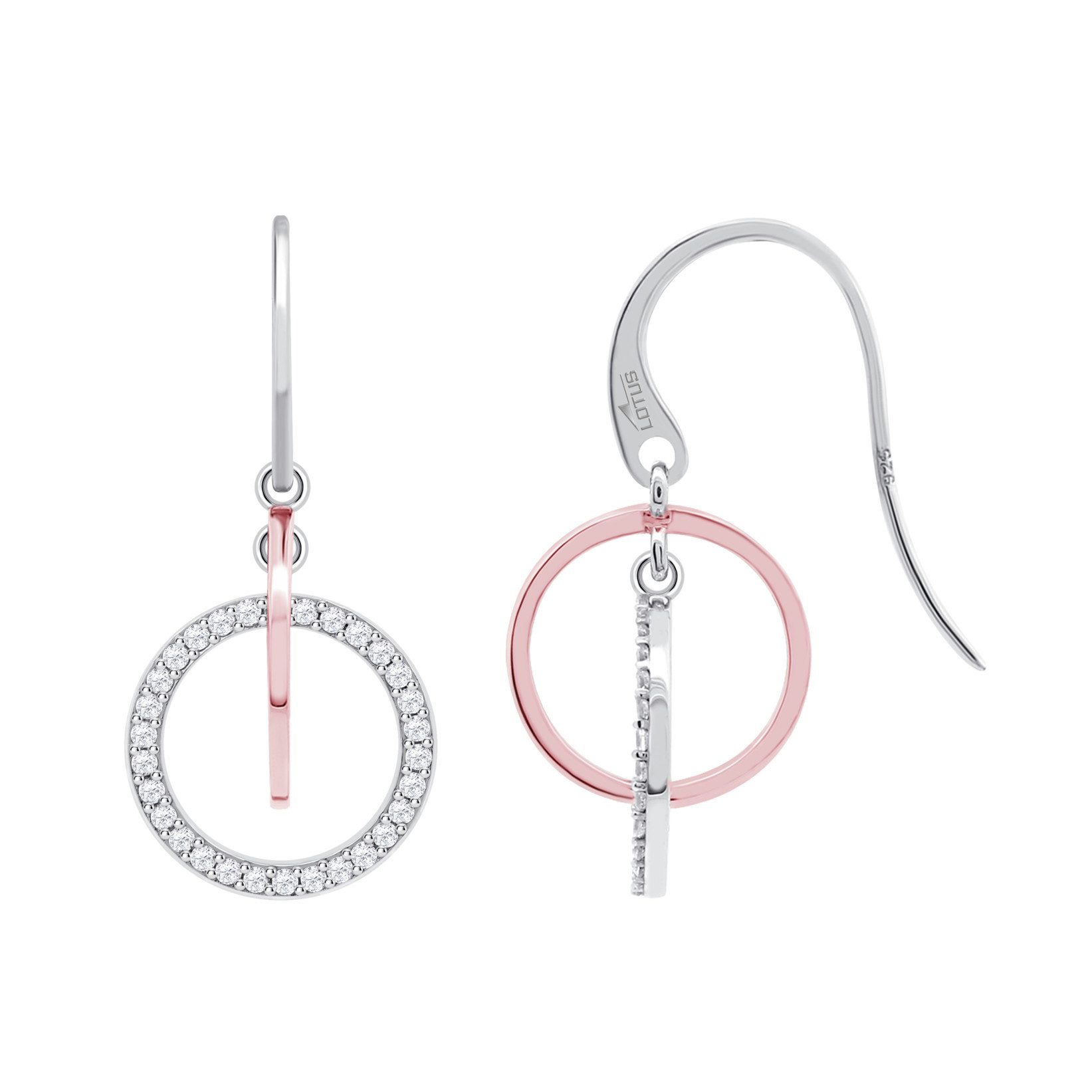 Lotus Ohrhaken-Set Silver Damen Ohrhänger LP1955-4/1 Silber Roségold Zirkonia Ringe 20 mm