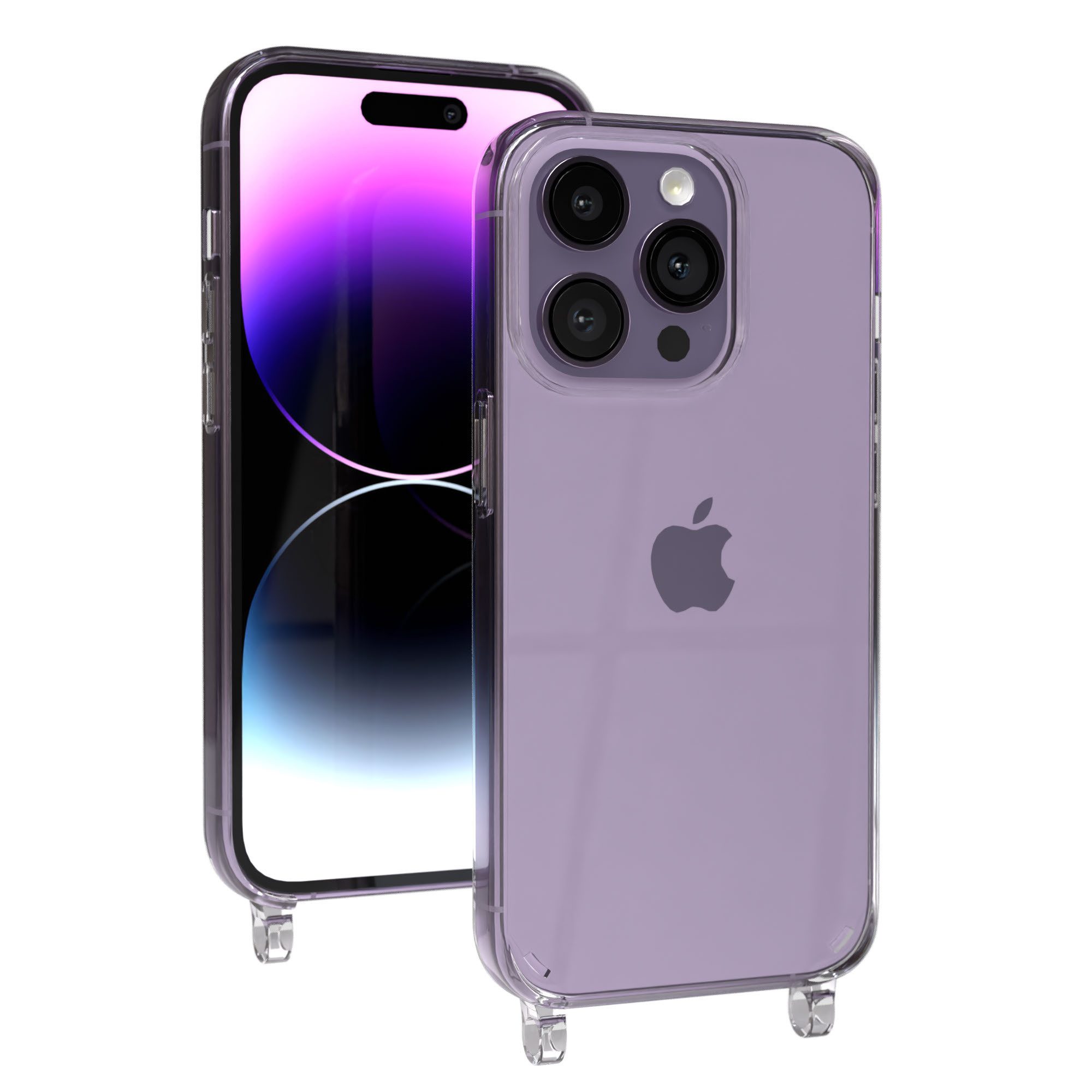 EAZY CASE Handykette Handyhülle für Handyketten mit Befestigungsösen 6,1 Zoll, Handyhülle aus Silikon, Backcover mit Ösen, Transparent