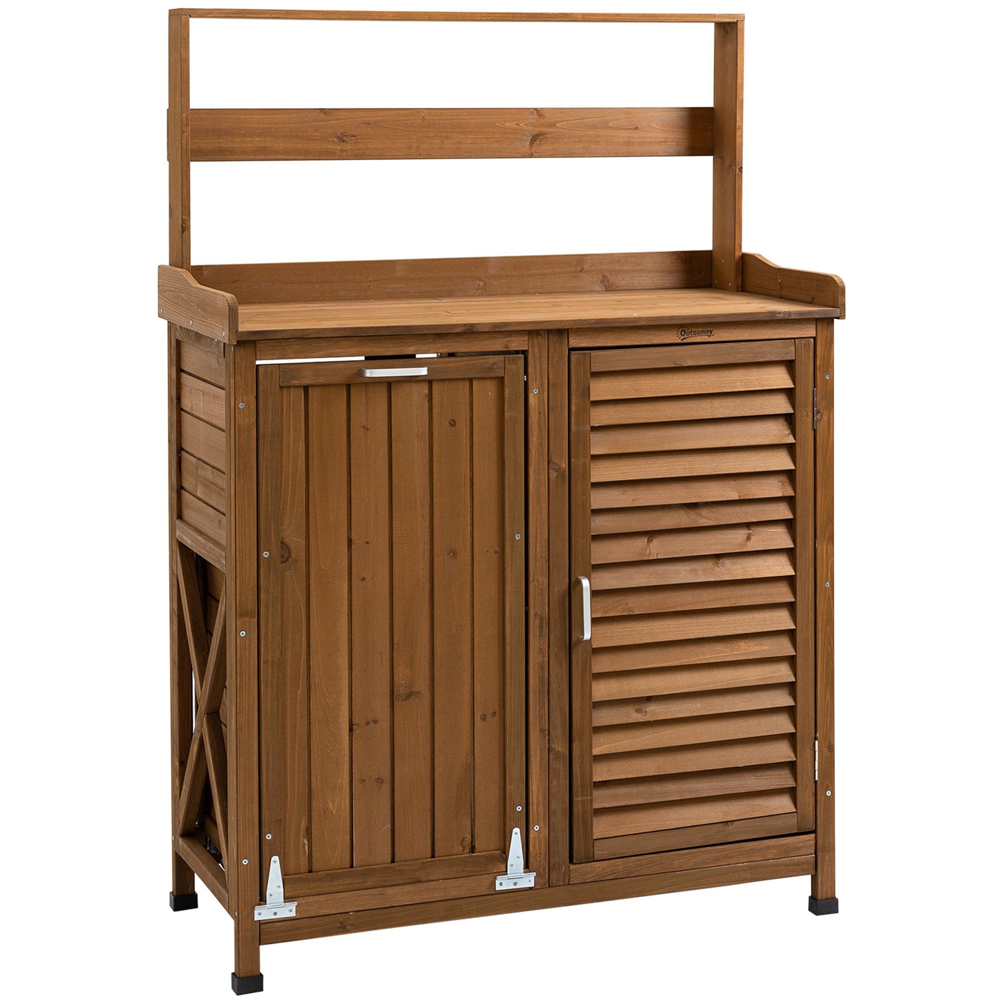 Outsunny Pflanztisch Gärtnertisch mit Schrank (Holzpflanztisch für