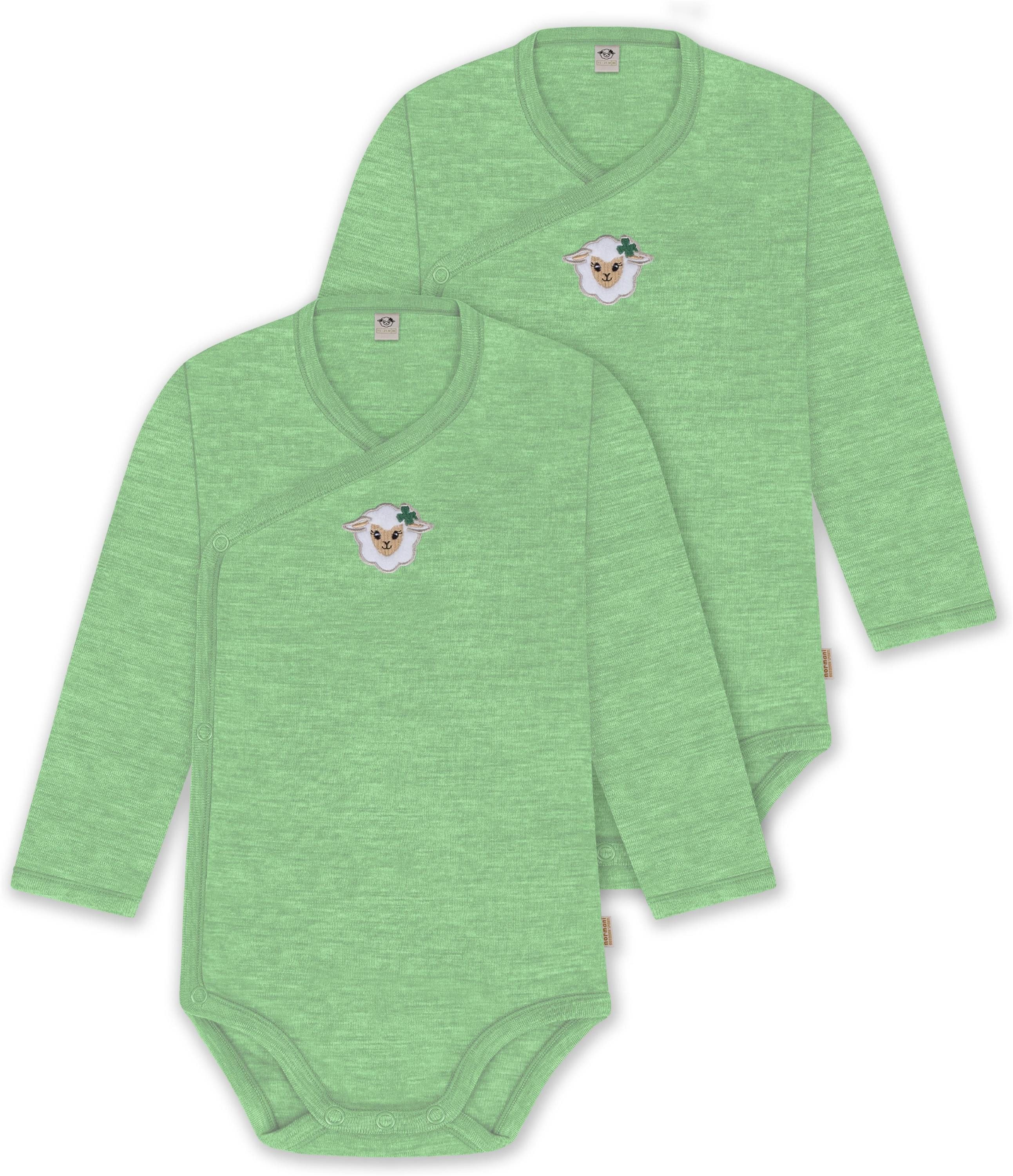 Langarmwickelbody 2er Pack Baby-Body Basic Merino Wickelbody