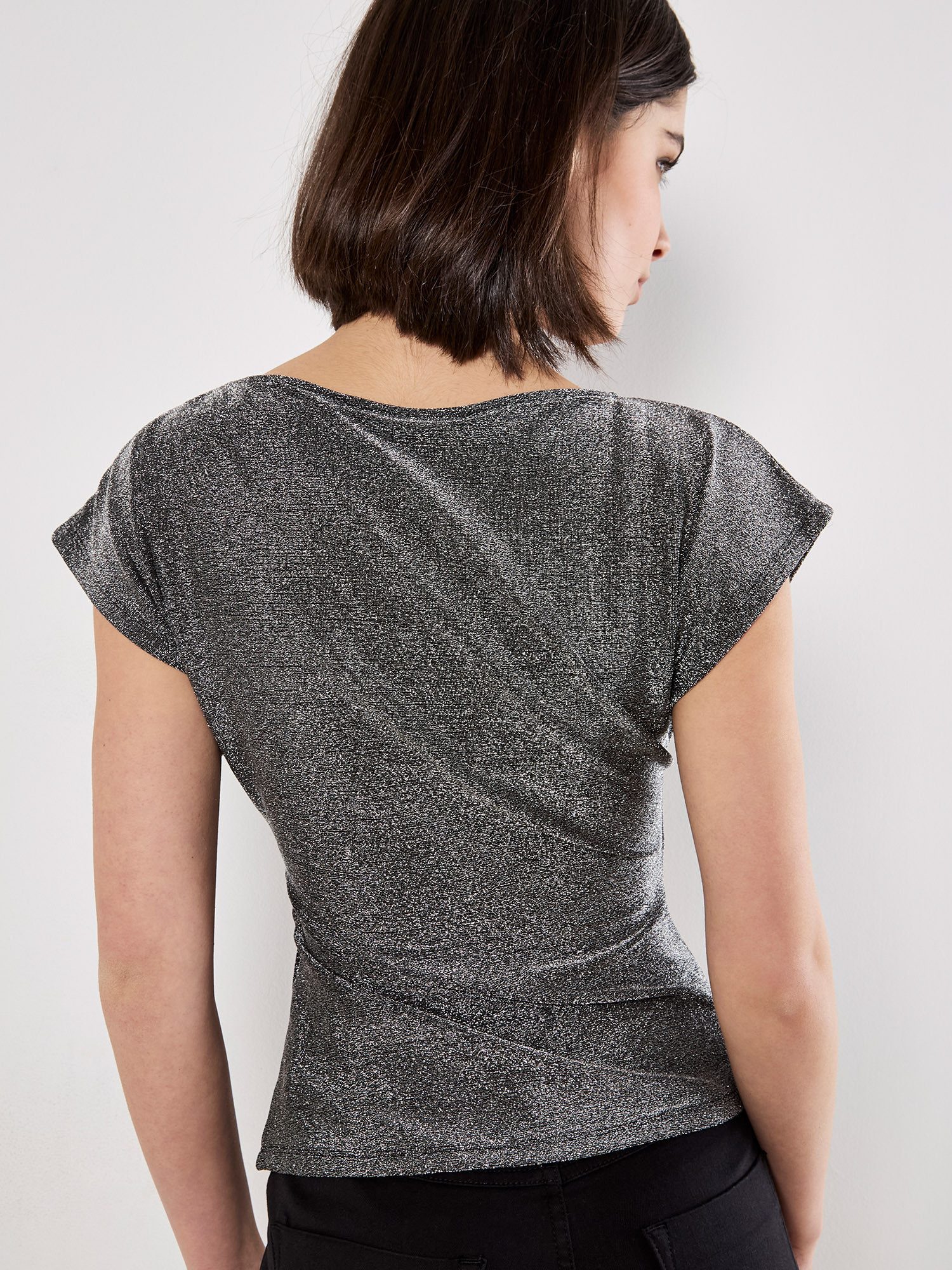 Apricot Paillettenshirt Partytop mit Glitzer