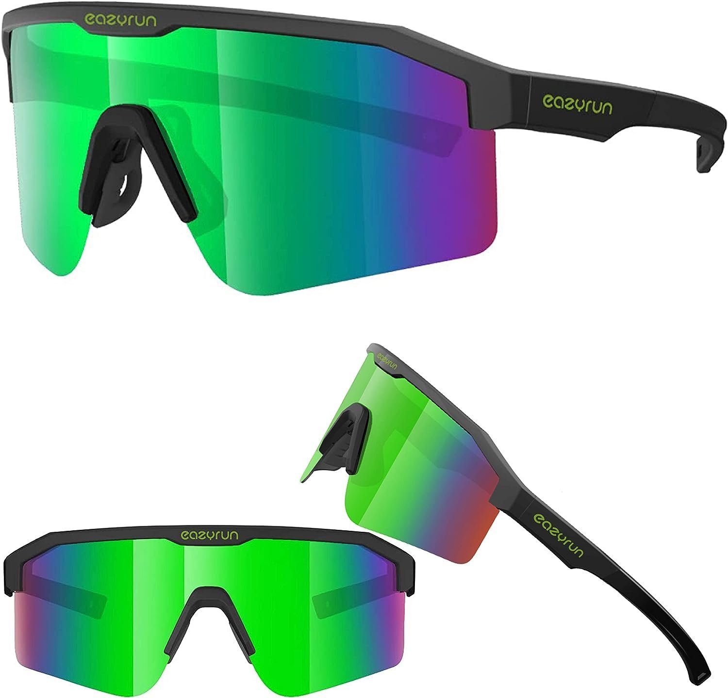 EyeAm Fahrradbrille Sportbrille für Damen & Herren für Sport, Laufen, MTB & Outdoor, (Modell: EAZYRUN), UV-Schutz 400 F24F-BK-GR
