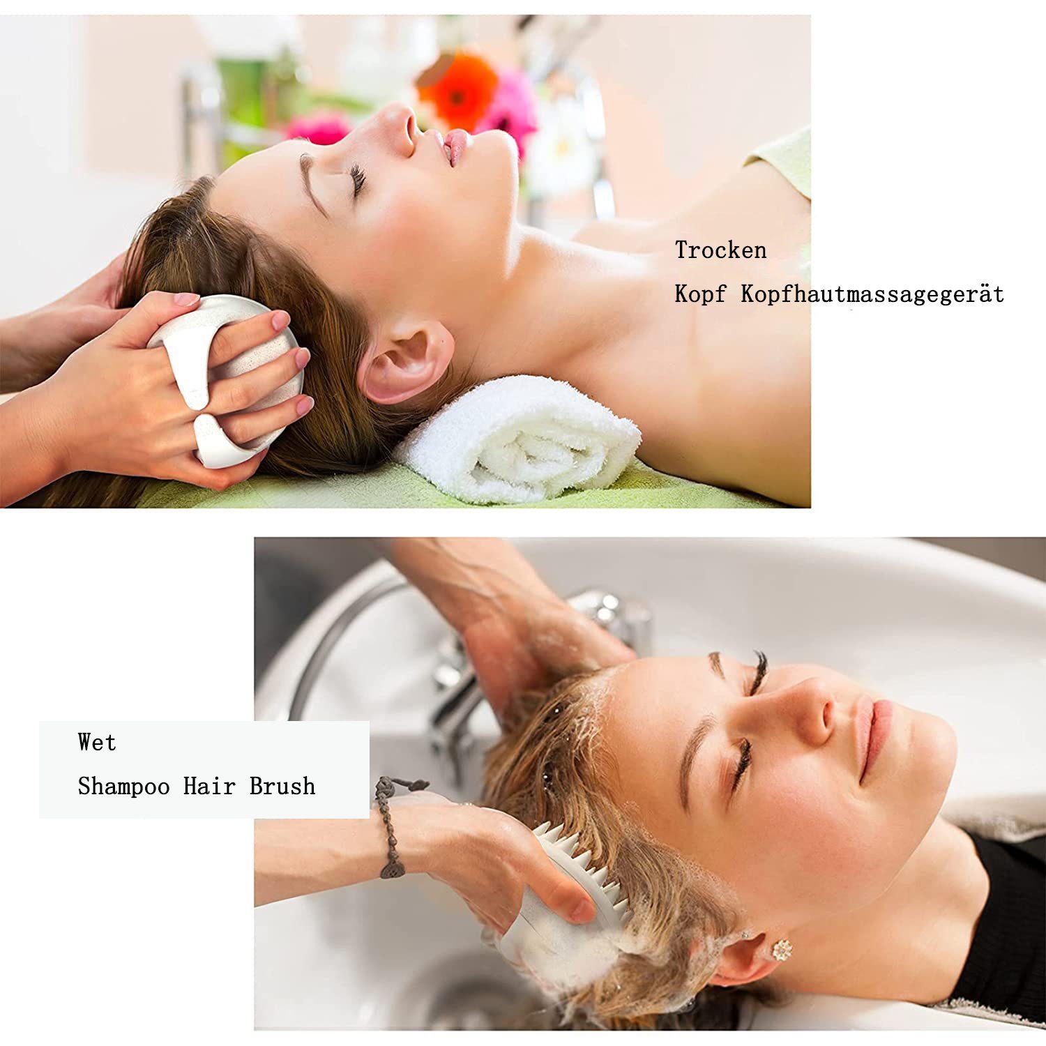 Shampoo Haarbürste Silikon Massagebürste Shampoo beige Kopfhaut GelldG Haarbürste Bürste,