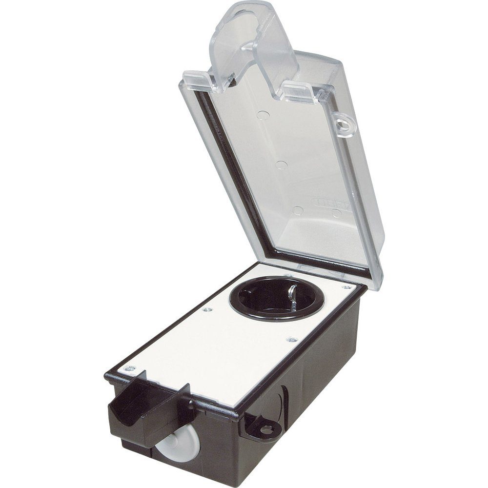 interBär Steckdose interBär 9015-002.81 Aufputz-Steckdose abschließbar Schwarz, Transp