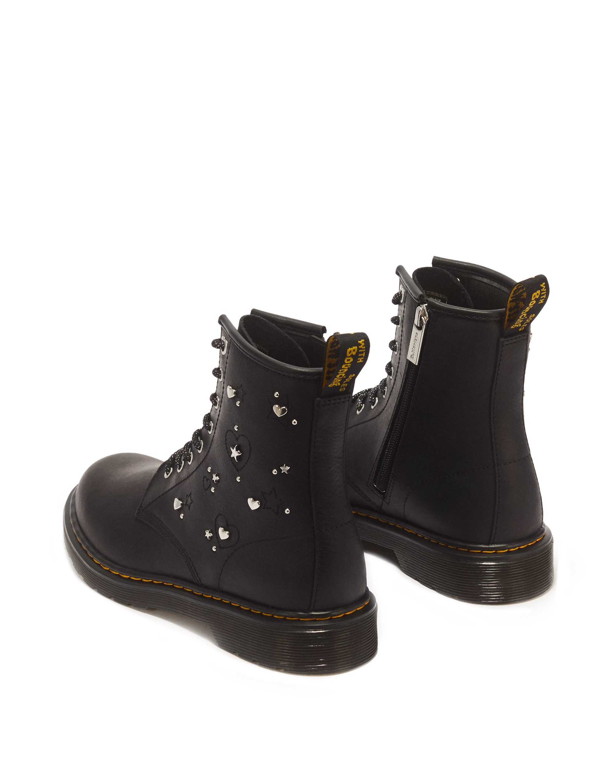 DR. MARTENS 1460 Hs Y Black Wyoming Schnürboots Schnürstiefelette mit logobedruckter Anziehlasche – Bild 4 von 5