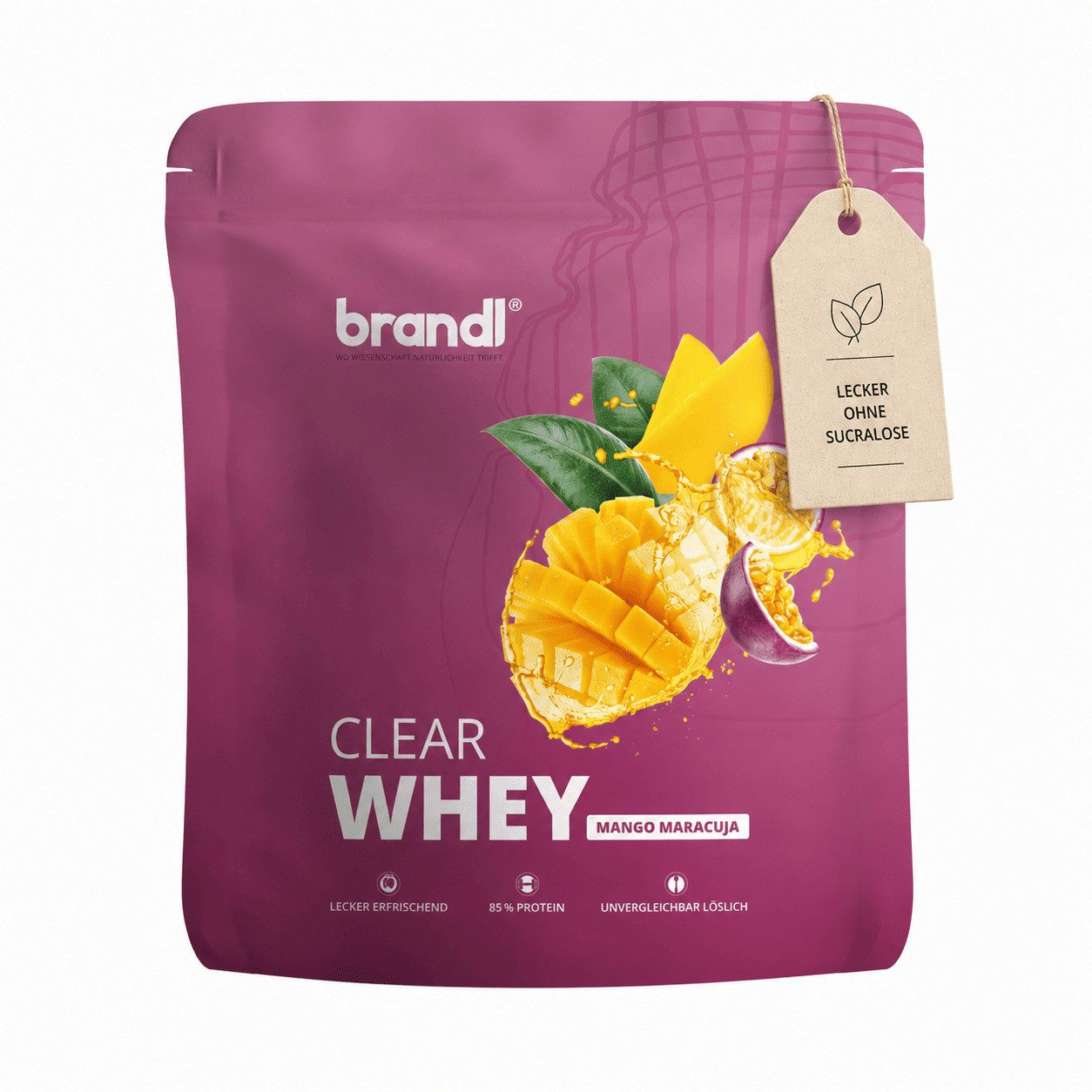 Brandl Nutrition Clear Whey Isolate - 80% Eiweiß Pulver, Whey Protein ohne Sucralose Pulver, 1 er 1 St., Proteinpulver mit natürlichem high Protein, made in Germany