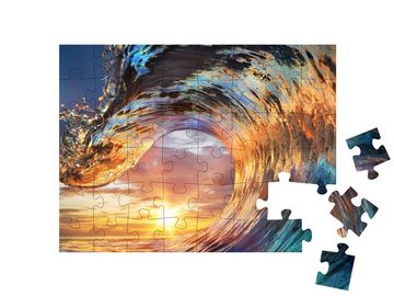 puzzleYOU Puzzle Bunte Meereswelle vor schönen Wolken, 48 Puzzleteile, puzzleYOU-Kollektionen Wasser, Pazifik