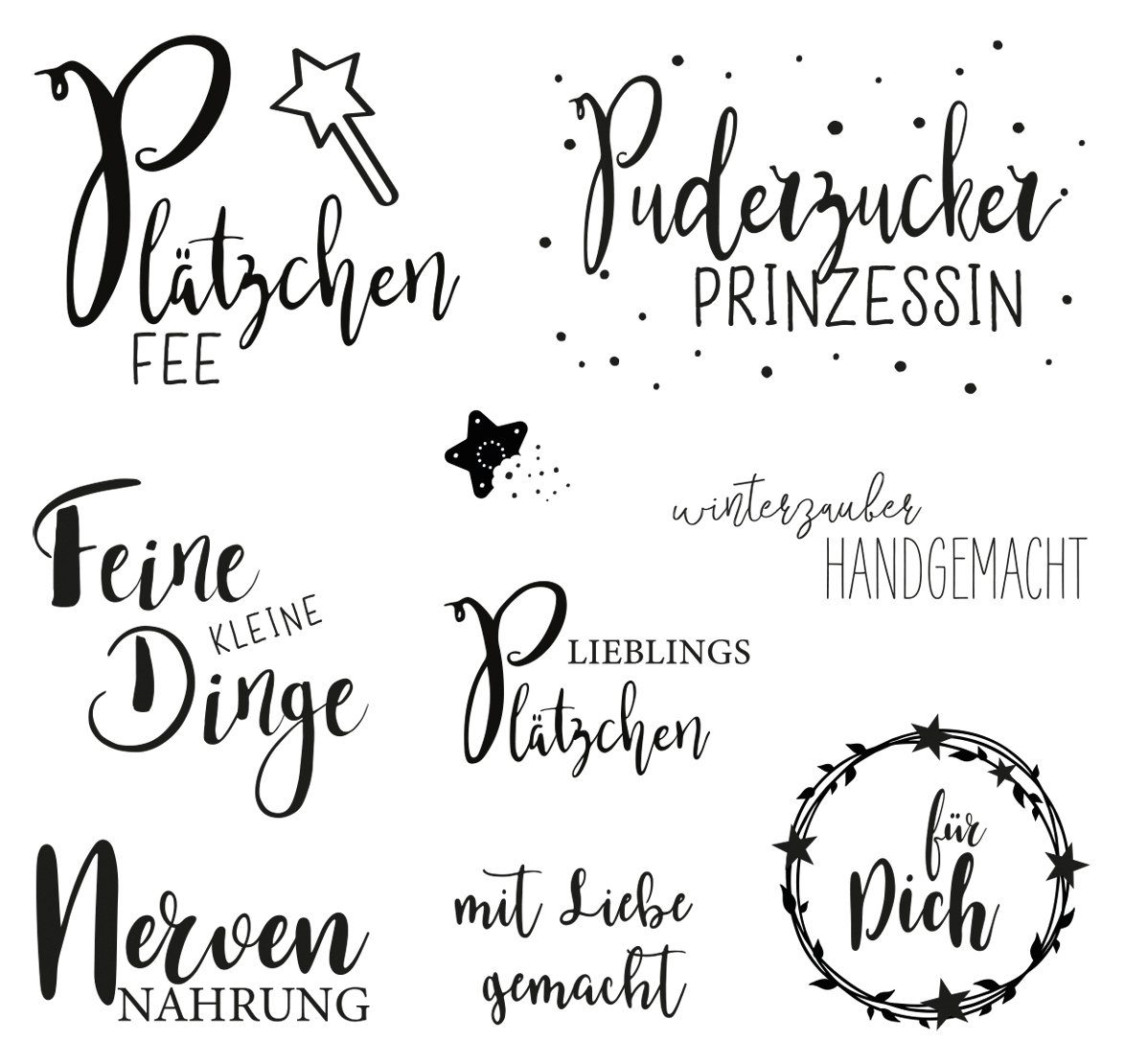 Rayher Stempel Clear Stamps Süße Grüße, 9 Stück