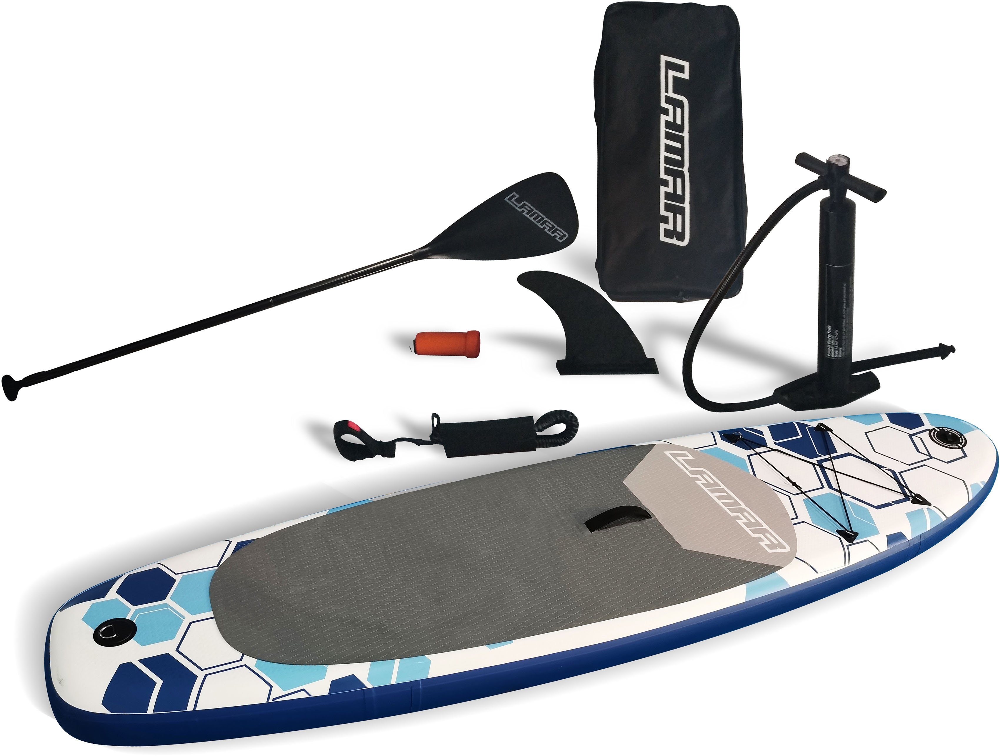 Lamar SUP-Board I-SUP Fishboard, 290 Be Paddel, und 5 (Set, Pumpe Cool, tlg., mit Transportrucksack)