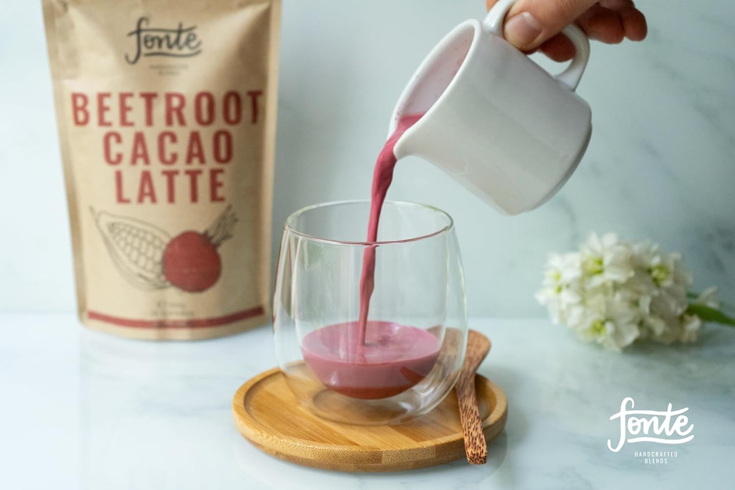 LK Trend & Style Tee Fonte Handcrafted Blends Beetroot Cacao Latte, 1 x 300 g, (Kakao- und Rote Beete Mischung), eine gesunde Kaffee-Alternative zum Geniessen.