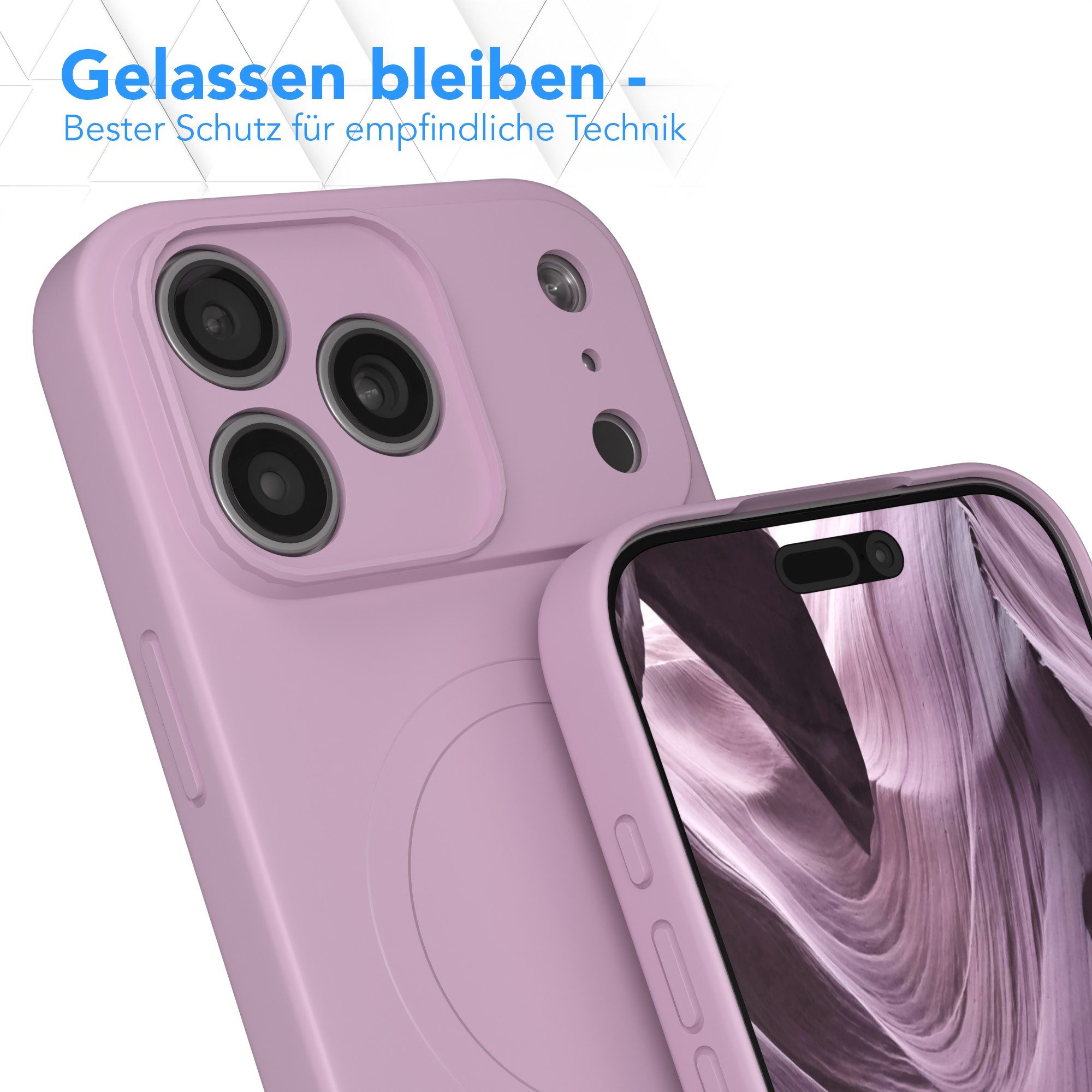 EAZY CASE Handyhülle für Apple iPhone 17 Pro Max Hülle Silikon 6,9 Zoll, MagSafe Slimcover Kameraschutz Qi-Charging Softcover weich Flieder – Bild 4 von 5