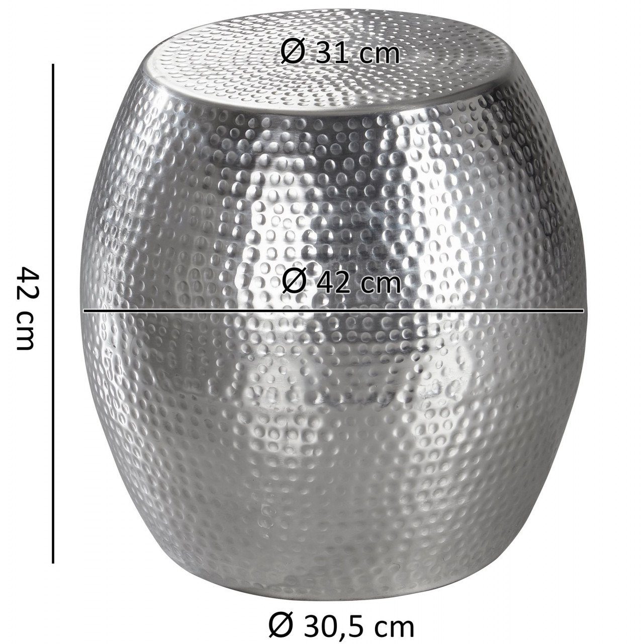 Aluminium Dekotisch Orientalisch furnicato Beistelltisch Rund Silber PEDRO