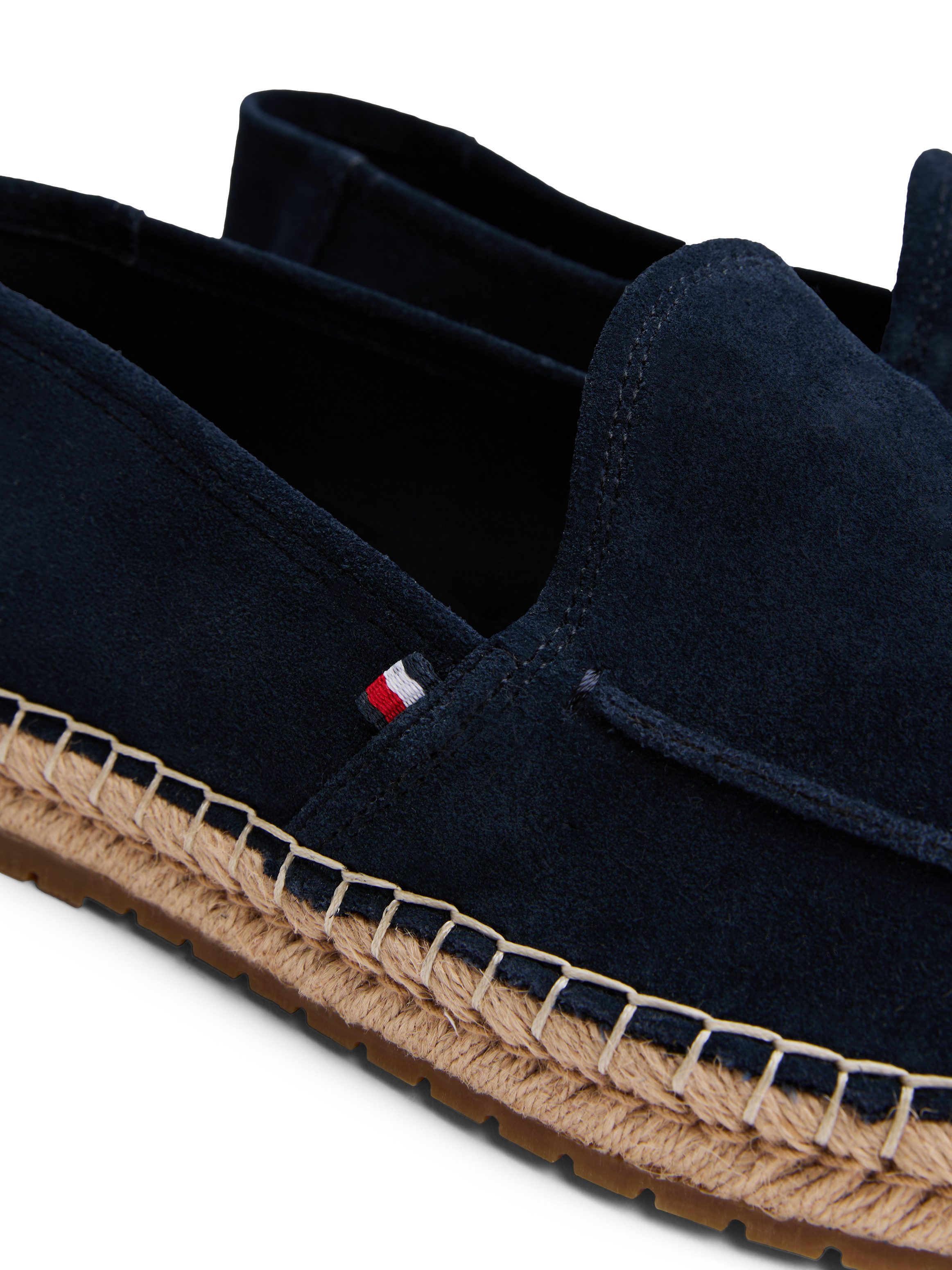 Tommy Hilfiger HILFIGER FLEX ESPA SUEDE LOAFER Espadrille, Sommerschuh, Schlupfschuh, Slipper mit Bastbezug am Plateau